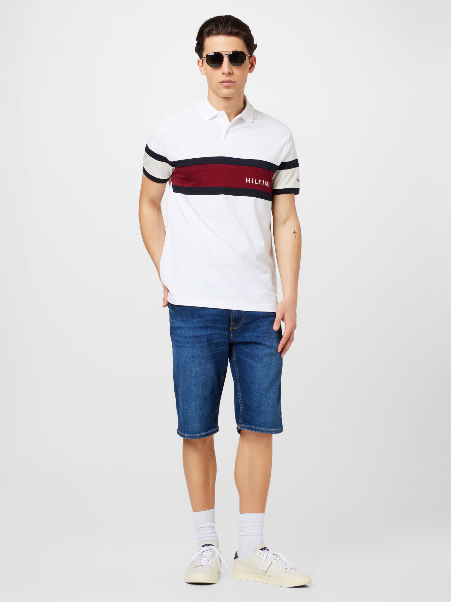 TOMMY HILFIGER Tricou bleumarin / roșu vin / negru / alb - Pled.ro