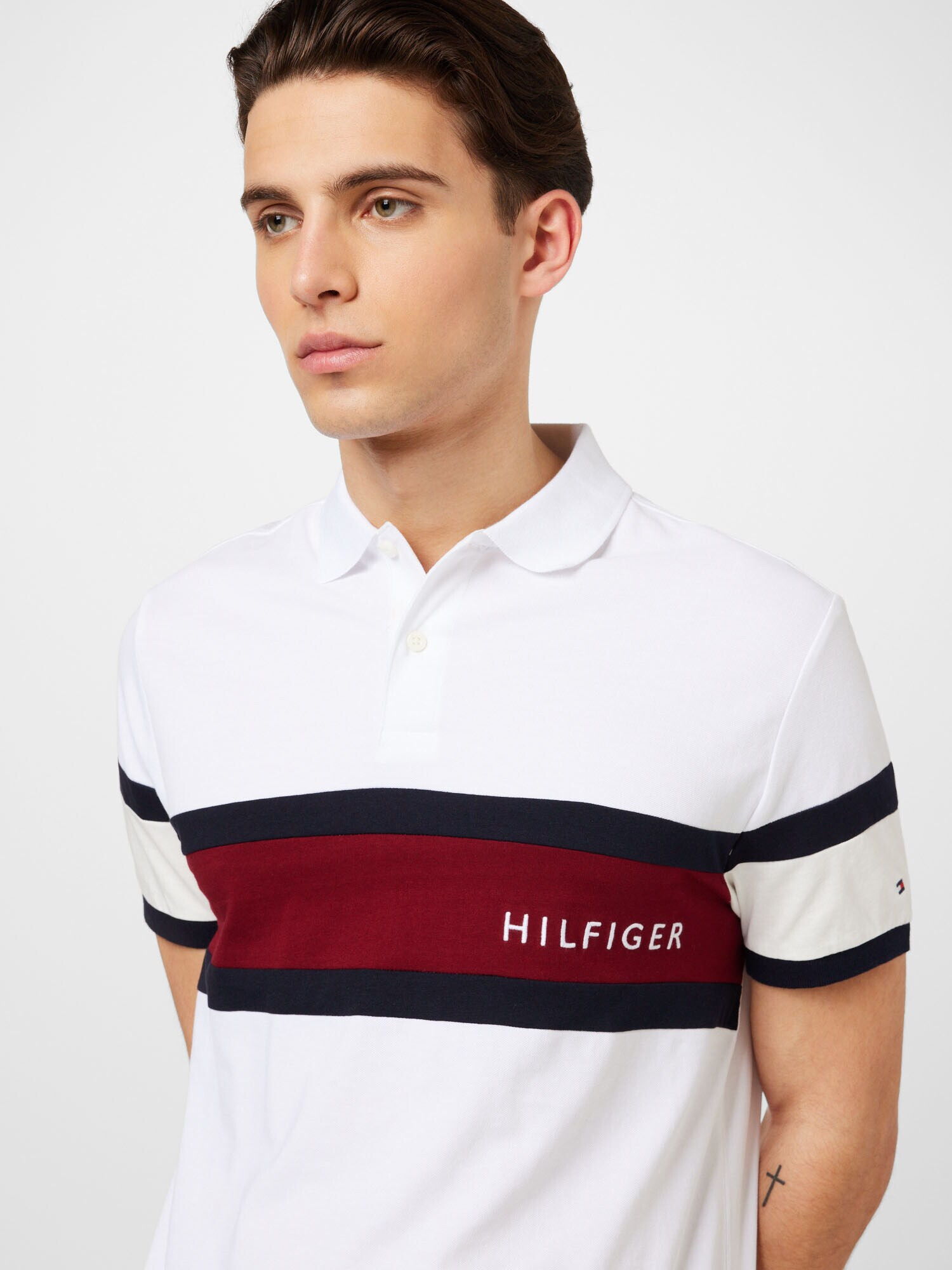 TOMMY HILFIGER Tricou bleumarin / roșu vin / negru / alb - Pled.ro