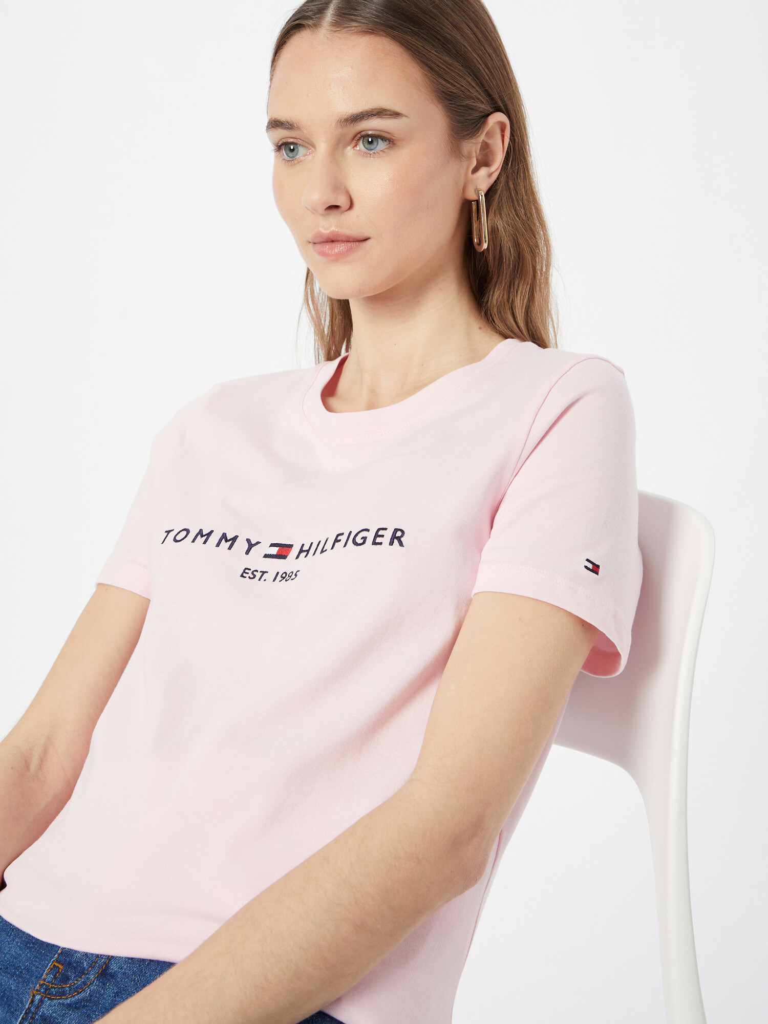 TOMMY HILFIGER Tricou bleumarin / roz pastel / roșu / alb - Pled.ro