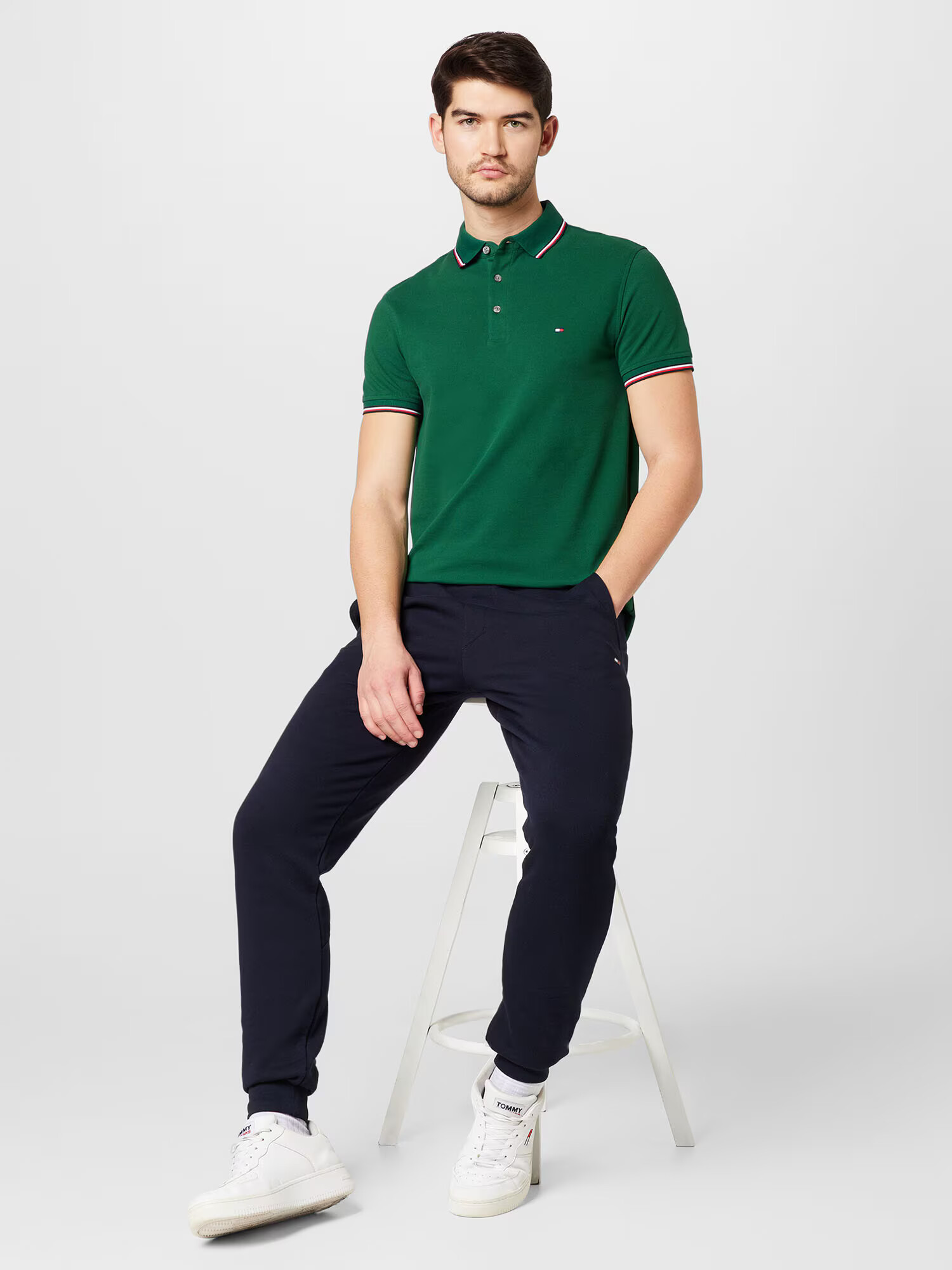 TOMMY HILFIGER Tricou bleumarin / verde / roșu / alb - Pled.ro