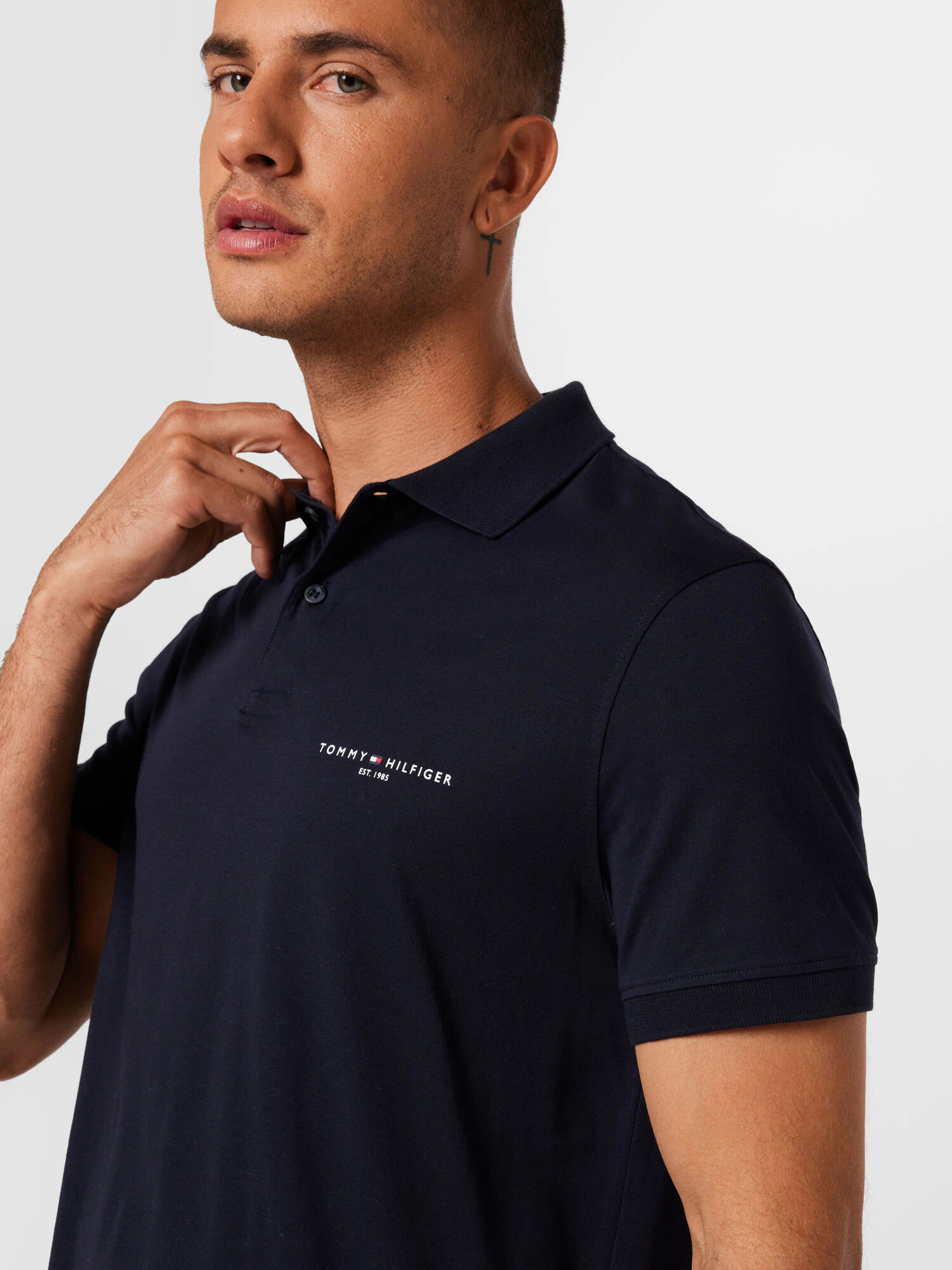 TOMMY HILFIGER Tricou 'CLEAN' albastru închis / roșu / alb - Pled.ro