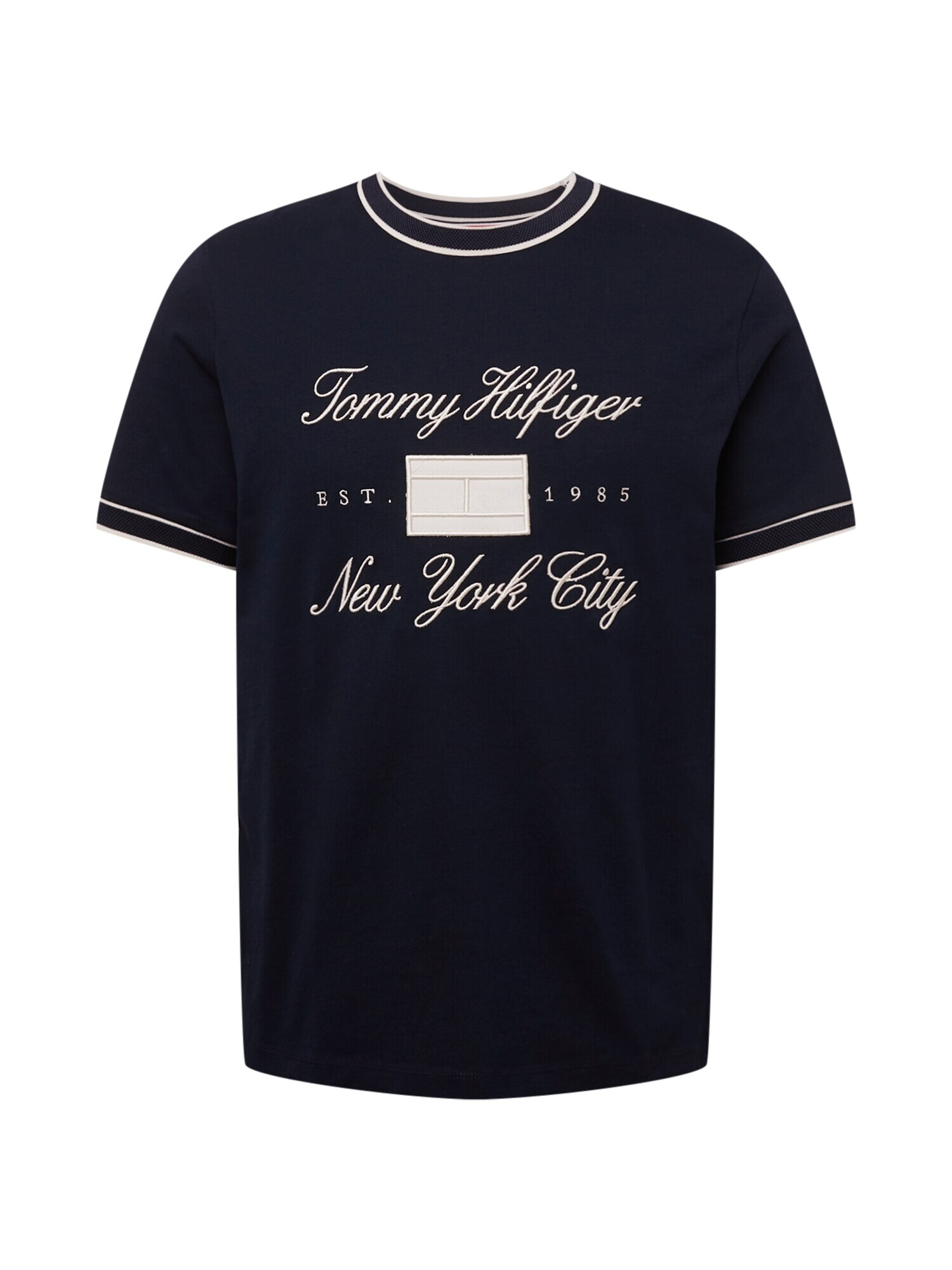 TOMMY HILFIGER Tricou bleumarin / alb natural - Pled.ro