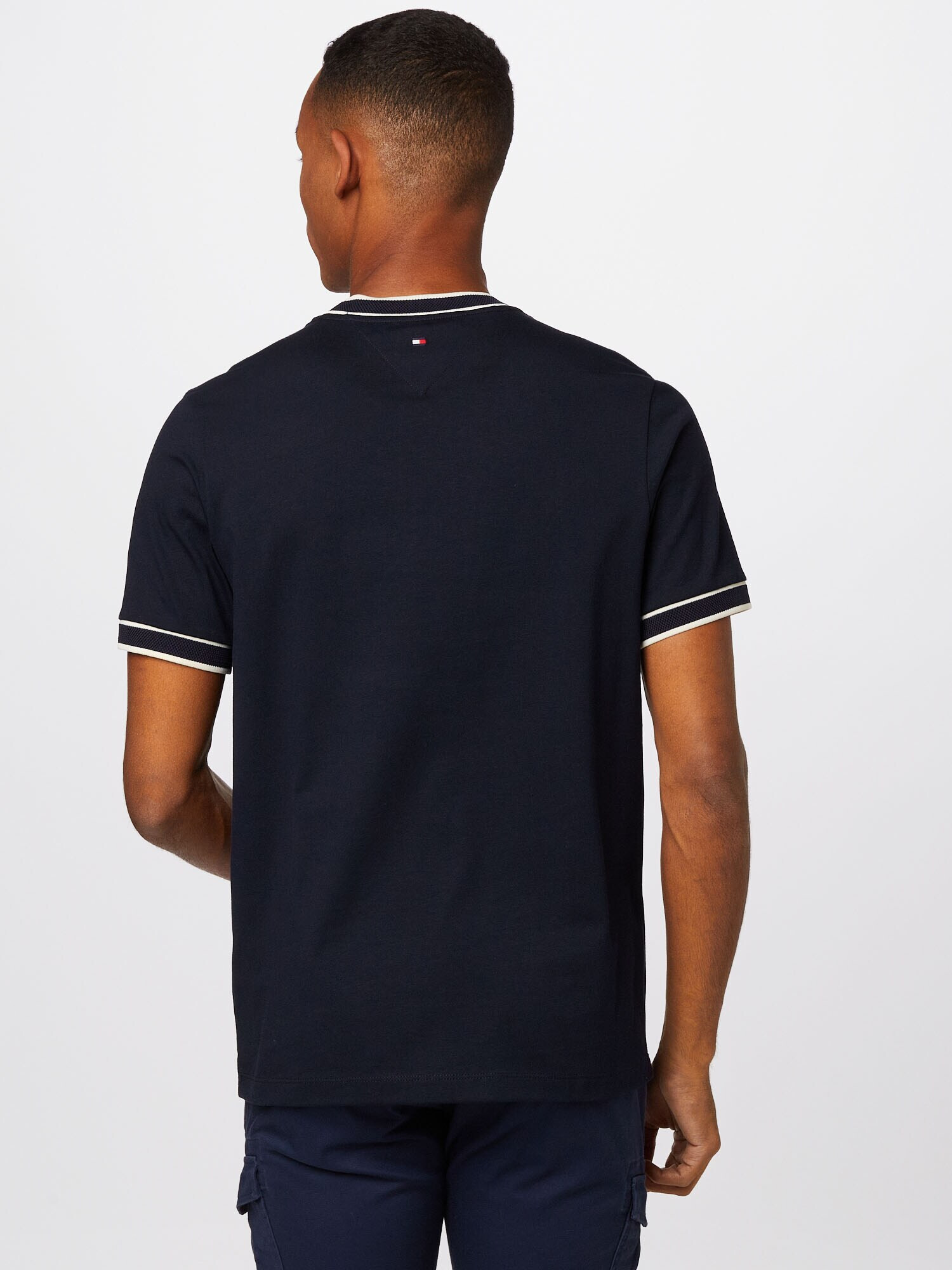 TOMMY HILFIGER Tricou bleumarin / alb natural - Pled.ro