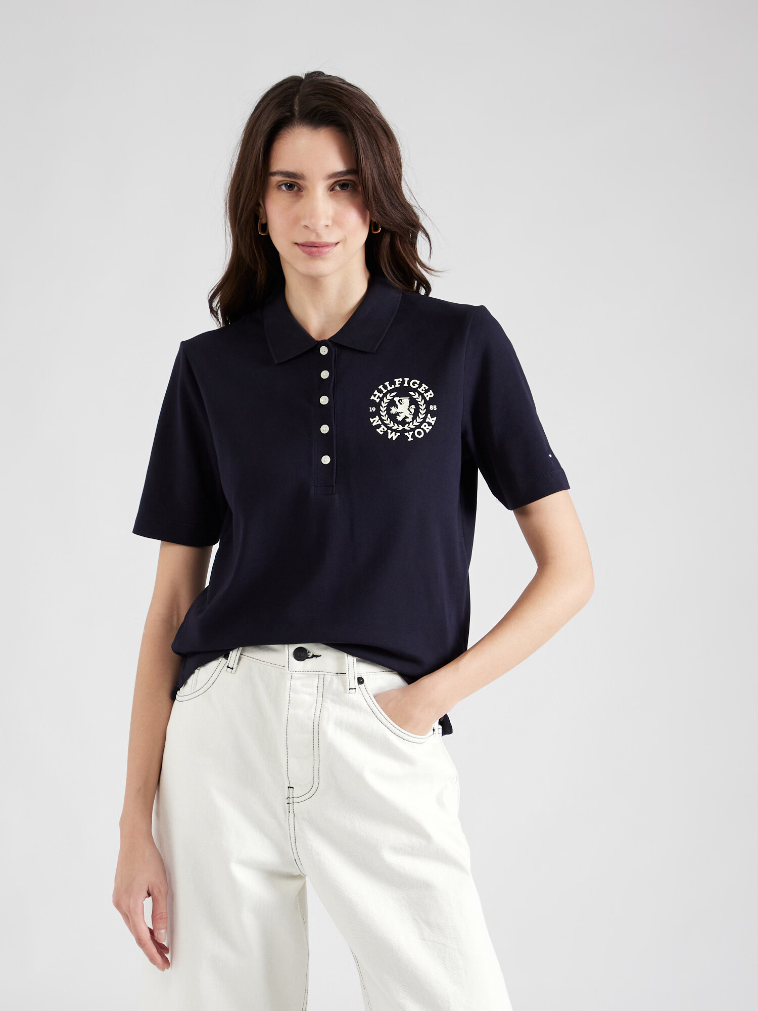 TOMMY HILFIGER Tricou crem / albastru marin - Pled.ro