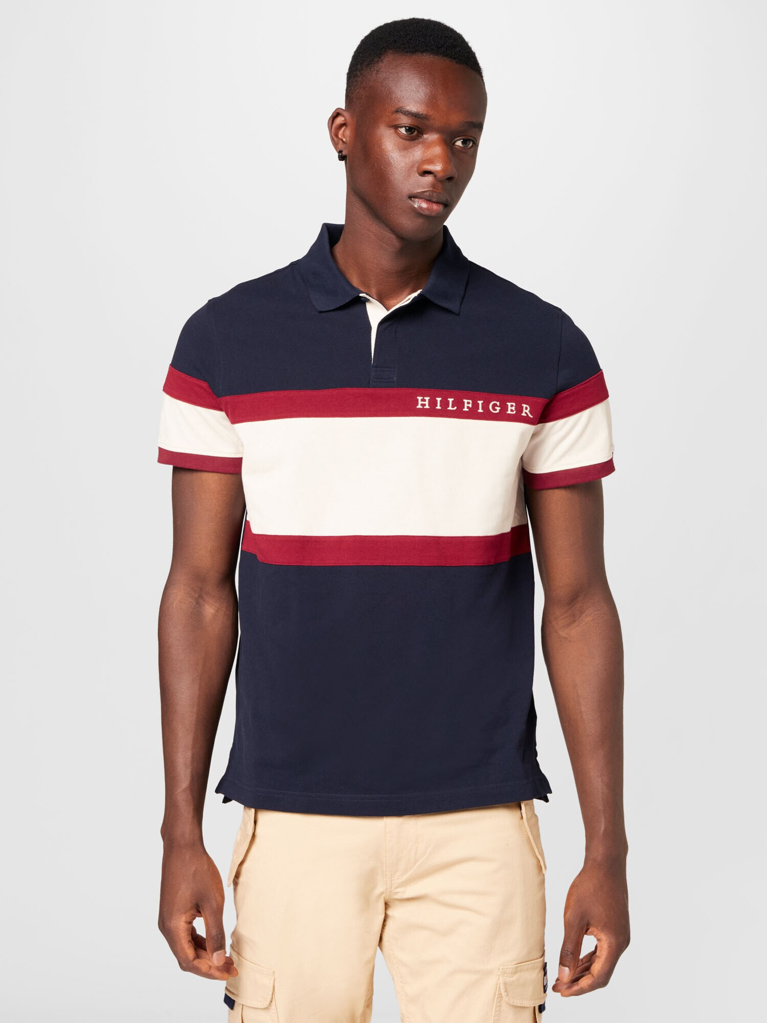 TOMMY HILFIGER Tricou crem / bleumarin / roşu închis - Pled.ro