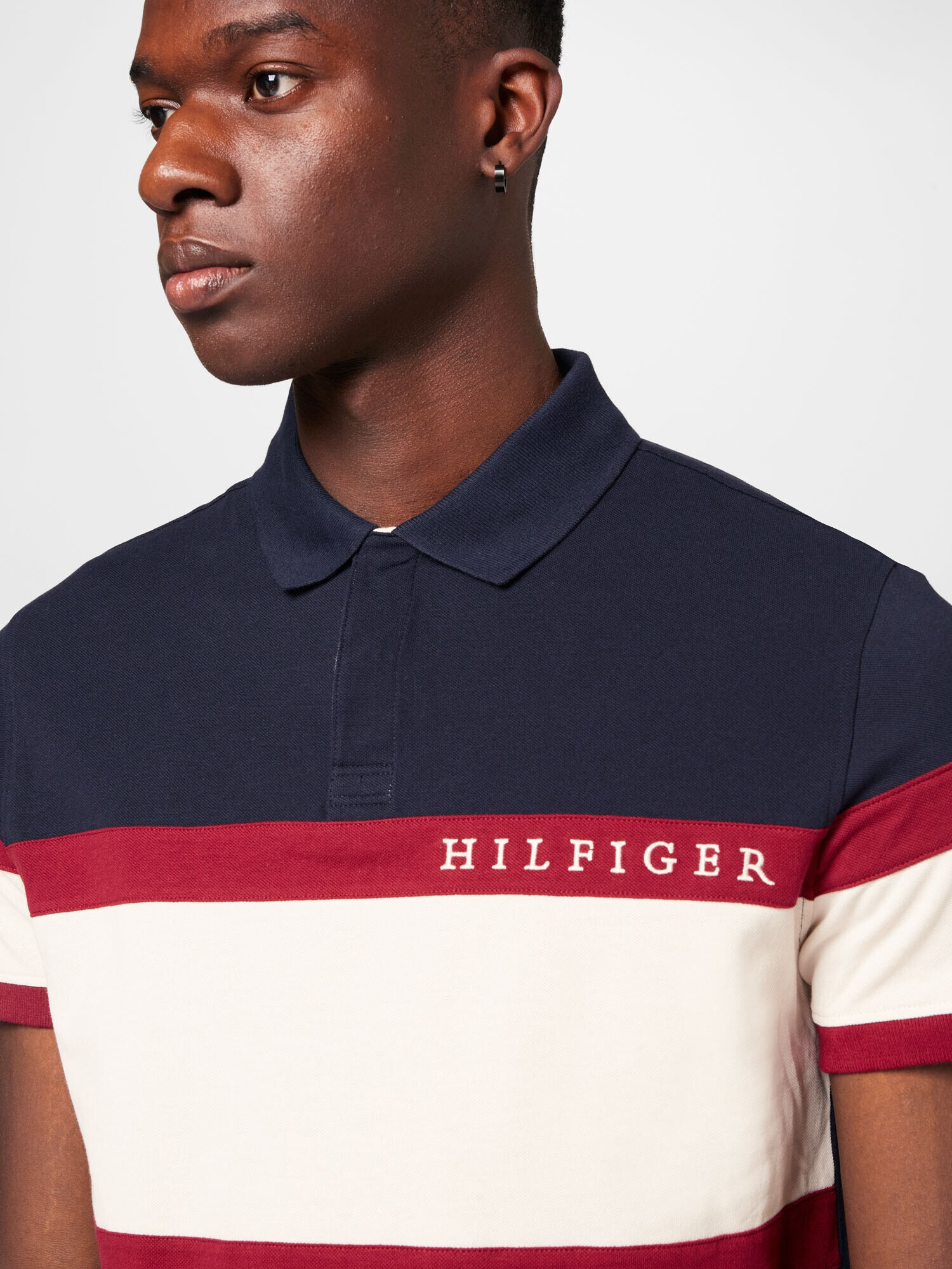 TOMMY HILFIGER Tricou crem / bleumarin / roşu închis - Pled.ro