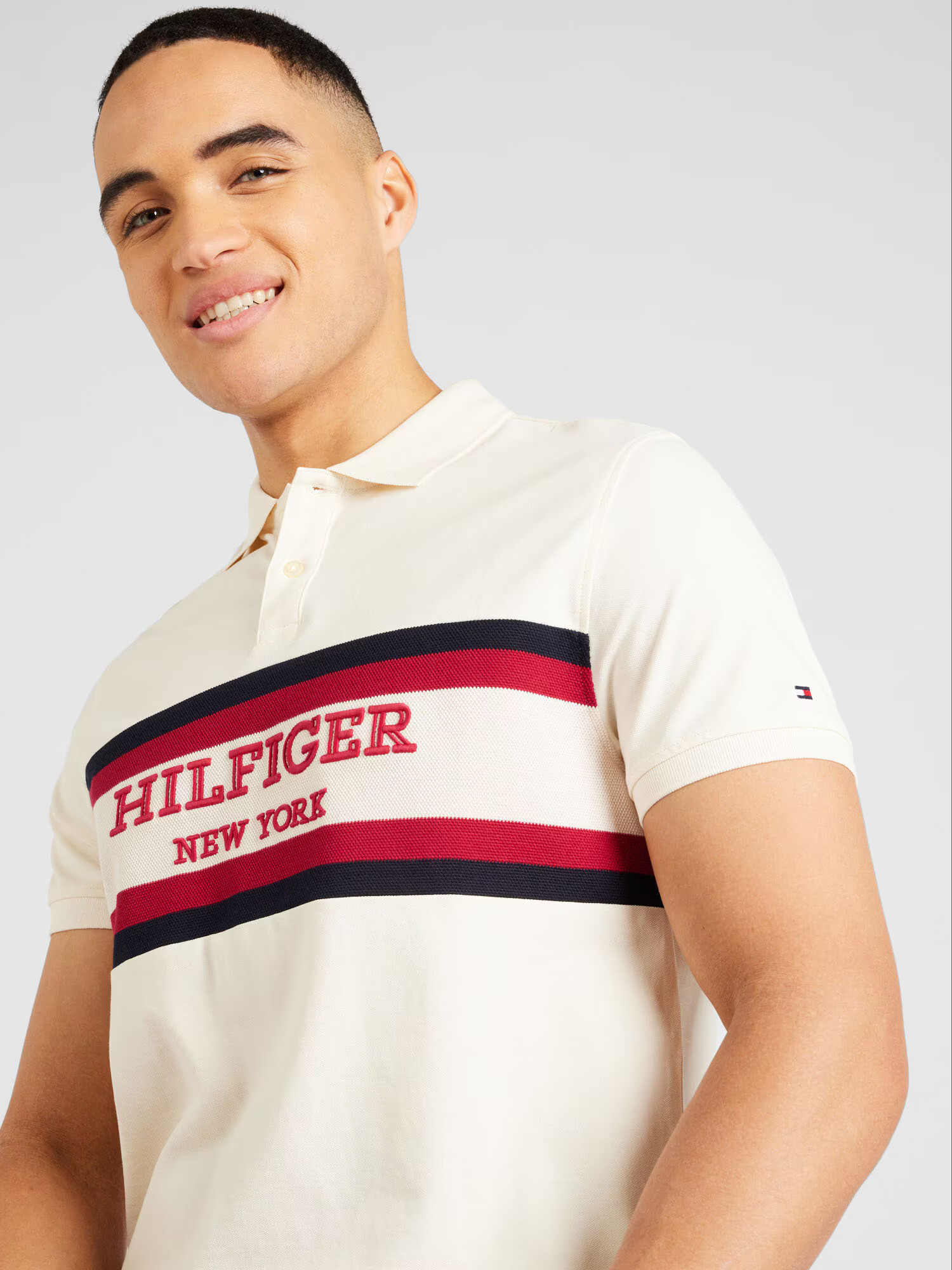 TOMMY HILFIGER Tricou crem / roșu / negru - Pled.ro