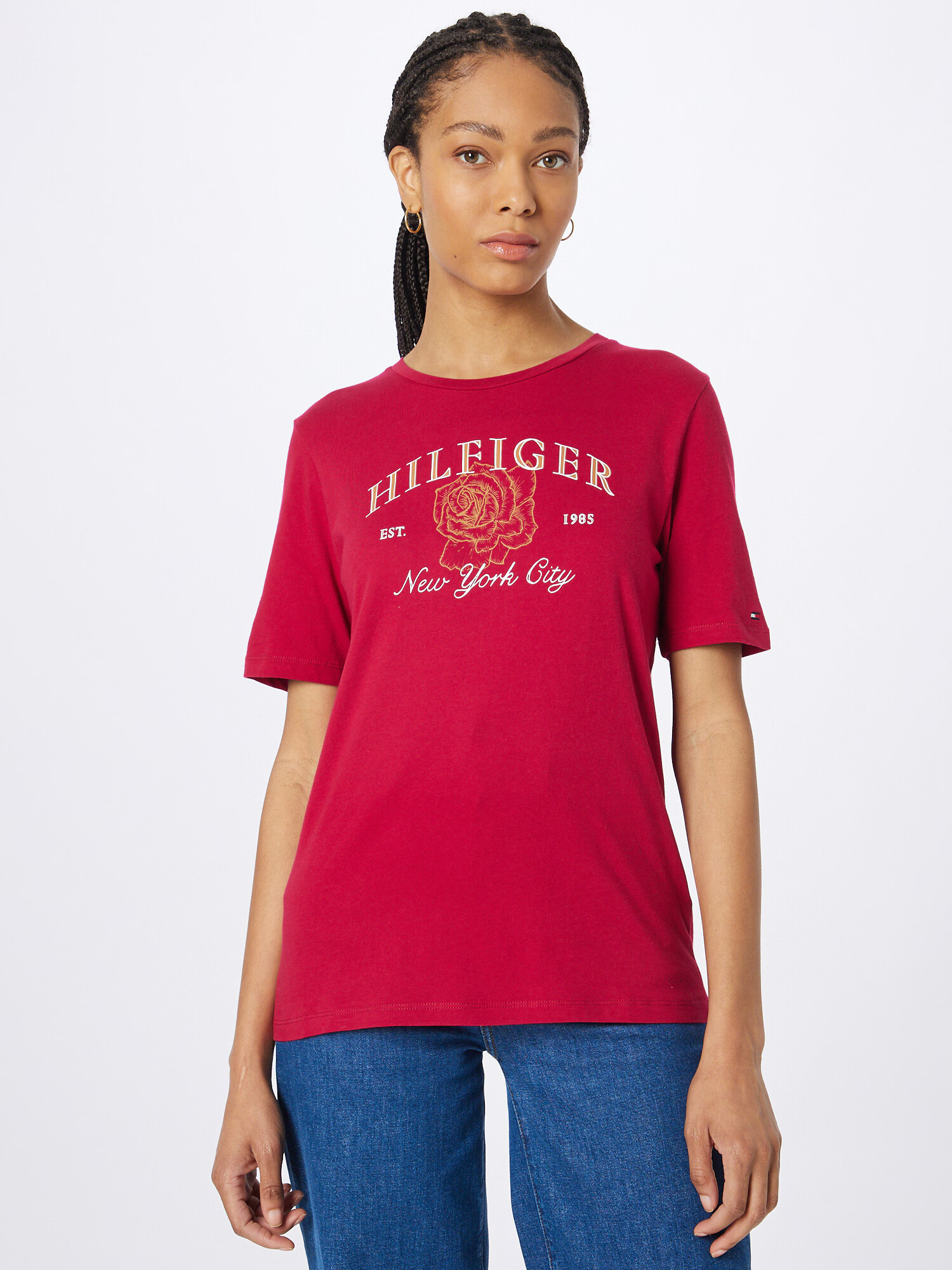 TOMMY HILFIGER Tricou galben auriu / roșu vin / alb - Pled.ro