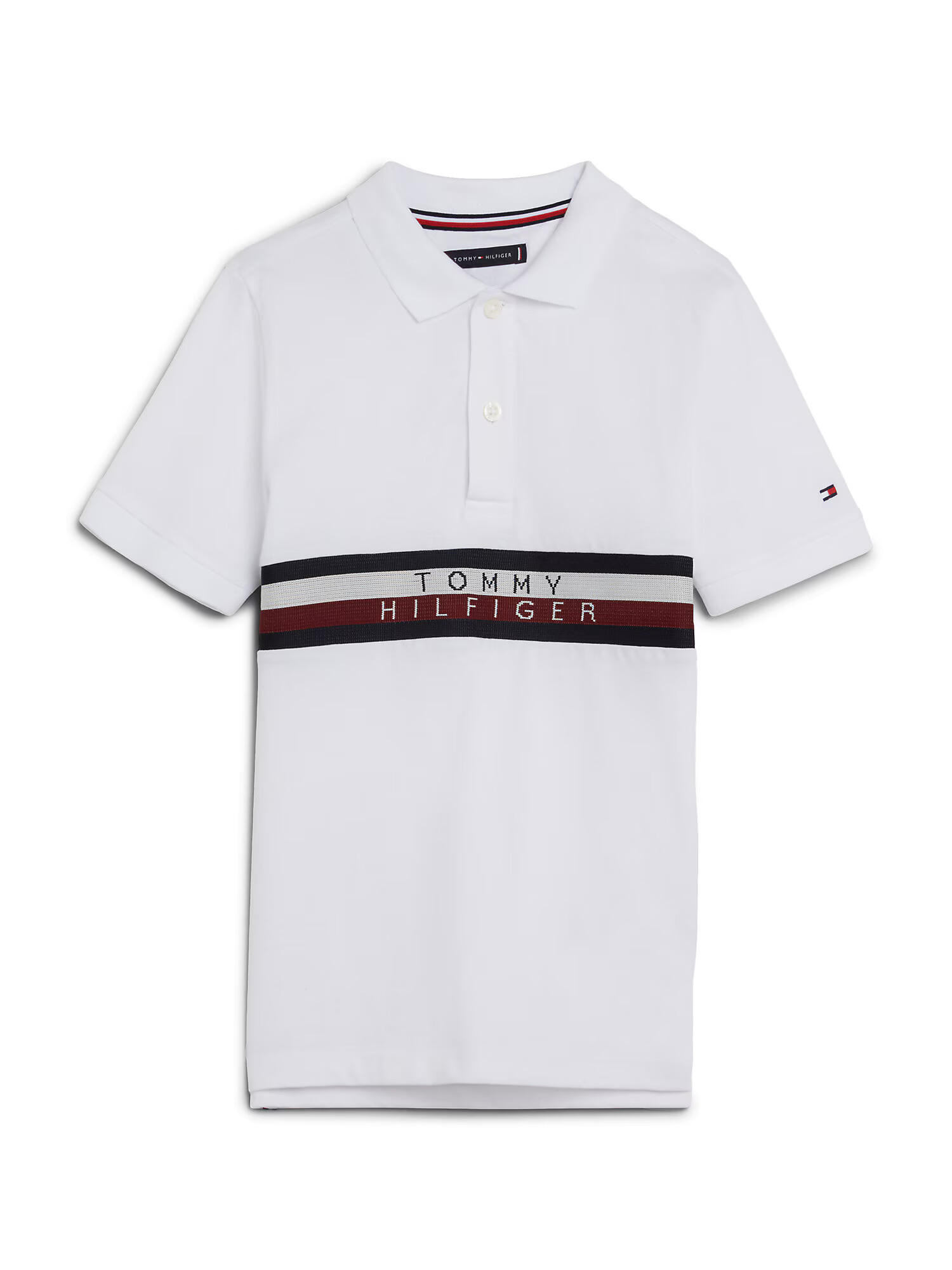 TOMMY HILFIGER Tricou 'GLOBAL STRIPE' bleumarin / roșu / alb - Pled.ro