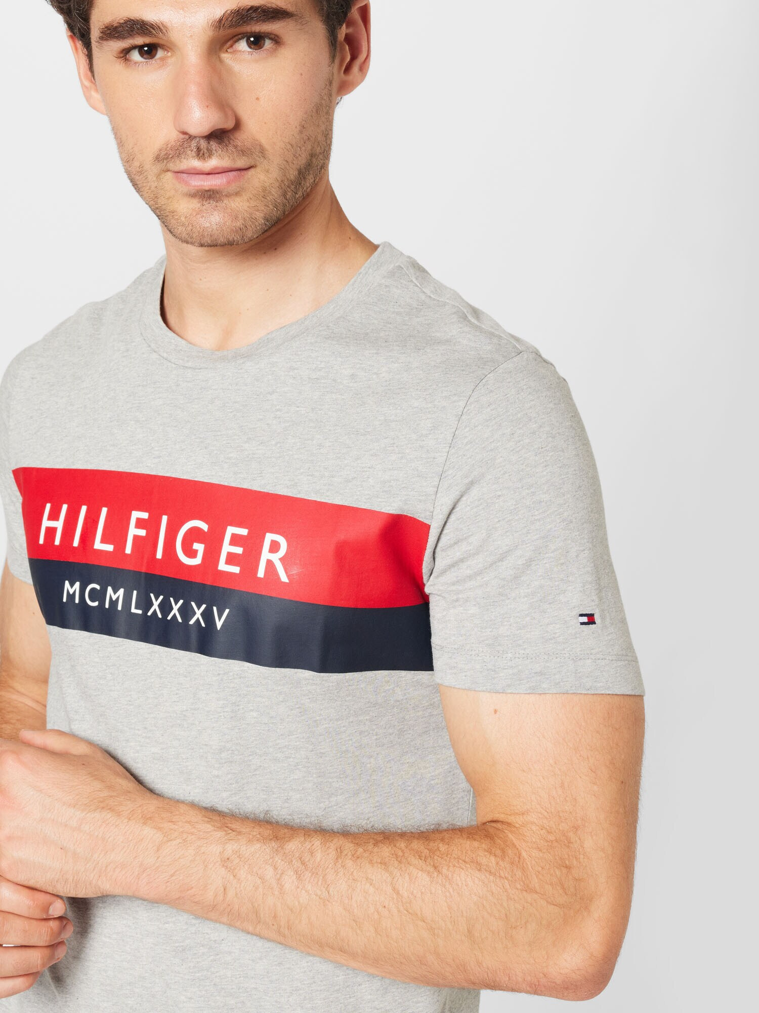 TOMMY HILFIGER Tricou gri amestecat / roși aprins / negru / alb - Pled.ro