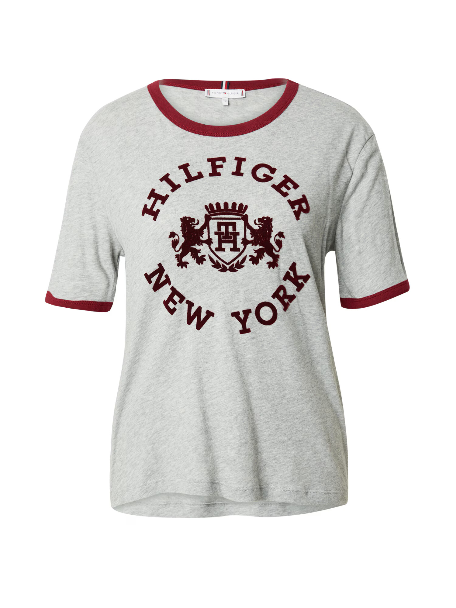 TOMMY HILFIGER Tricou gri amestecat / roșu burgundy - Pled.ro