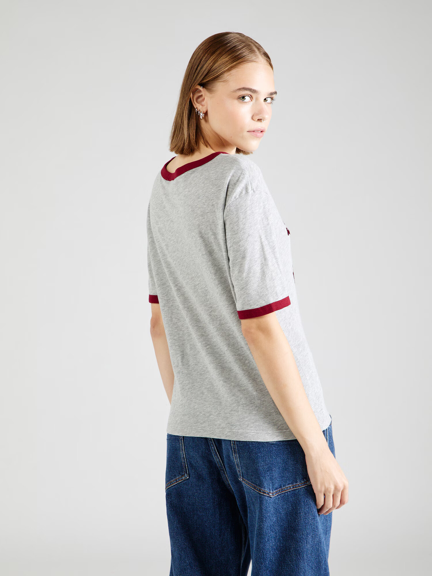 TOMMY HILFIGER Tricou gri amestecat / roșu burgundy - Pled.ro