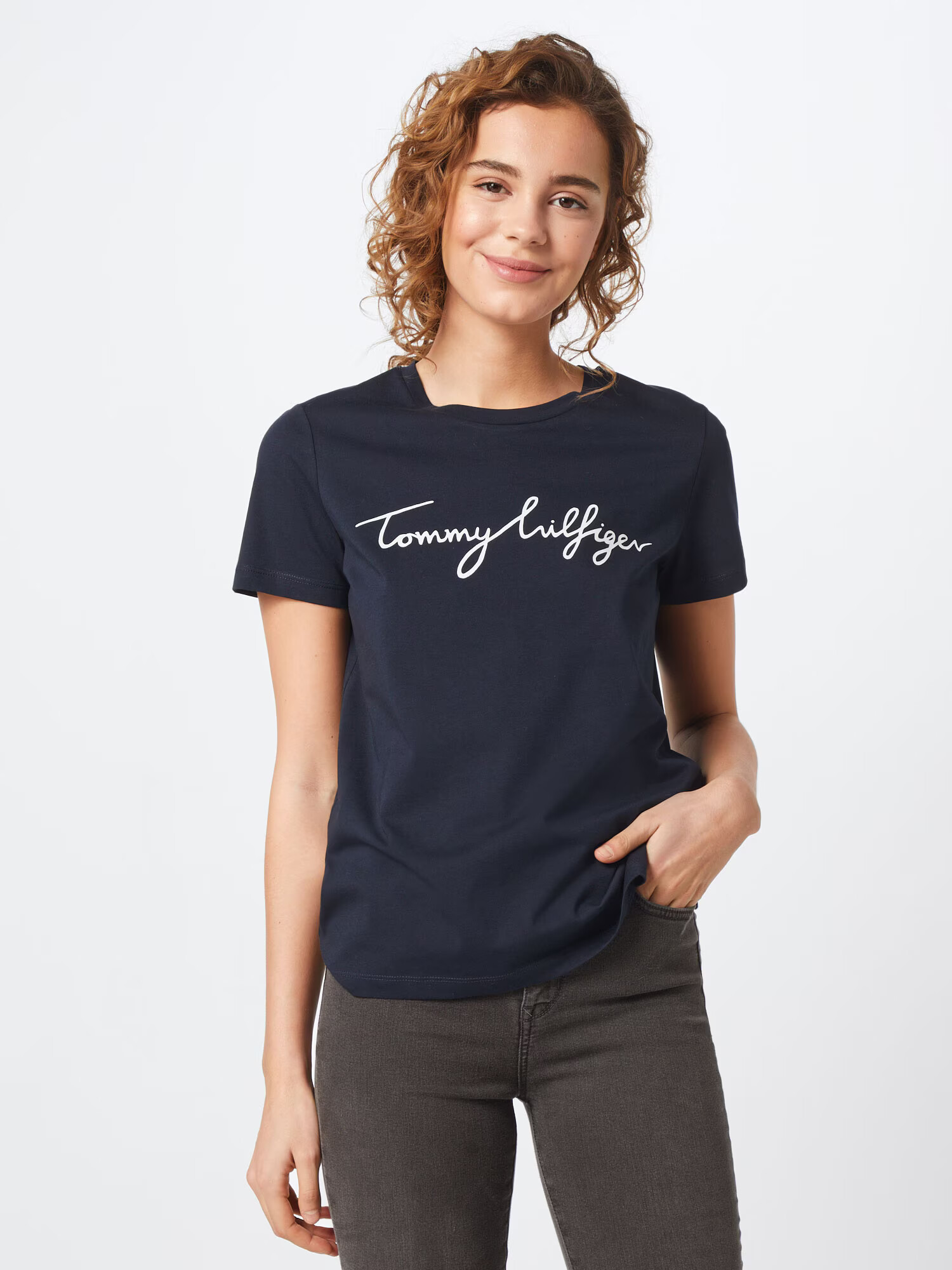 TOMMY HILFIGER Tricou 'Heritage' bleumarin / alb - Pled.ro