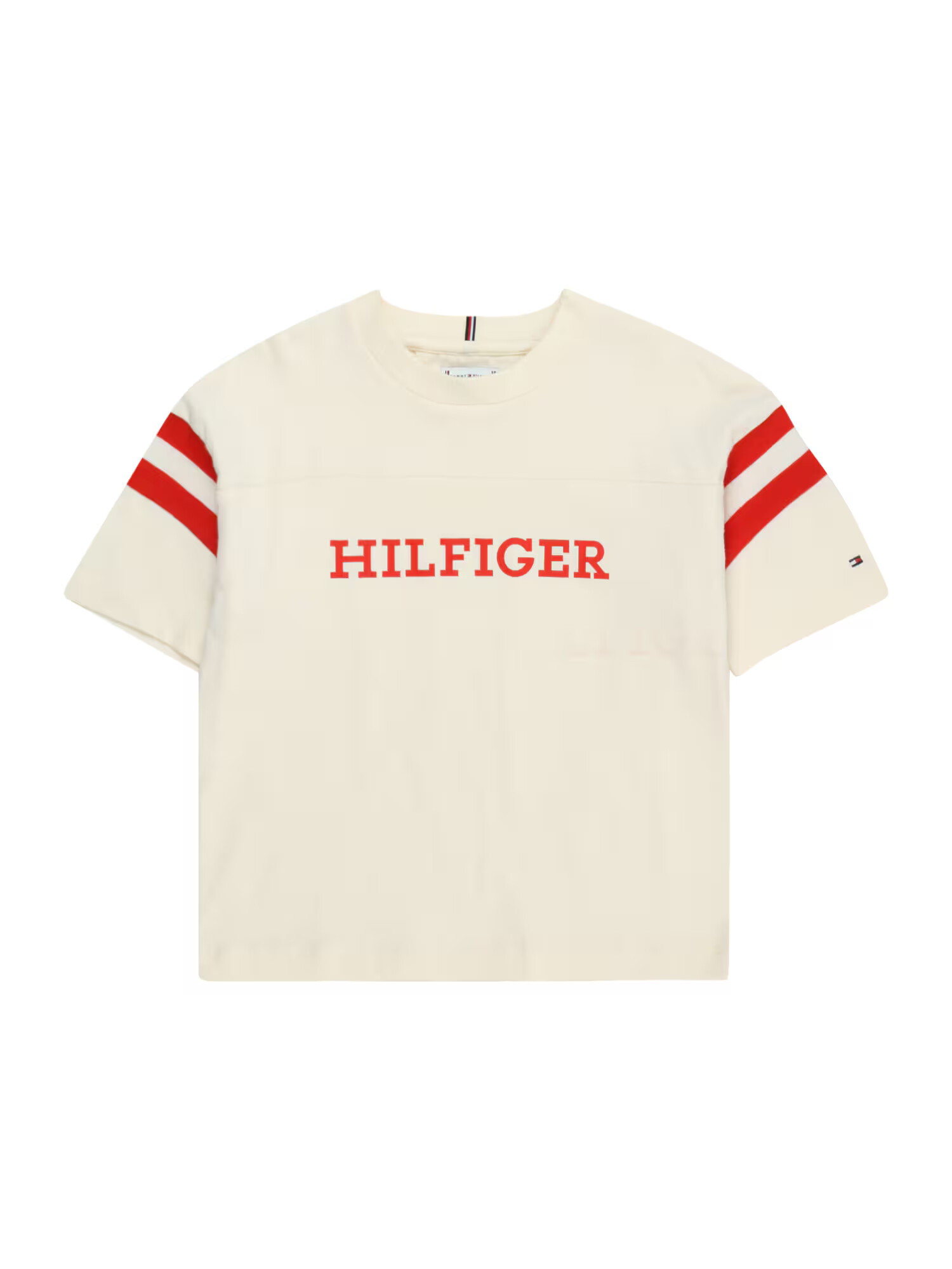 TOMMY HILFIGER Tricou 'Monotype Varsity' bej / roșu - Pled.ro