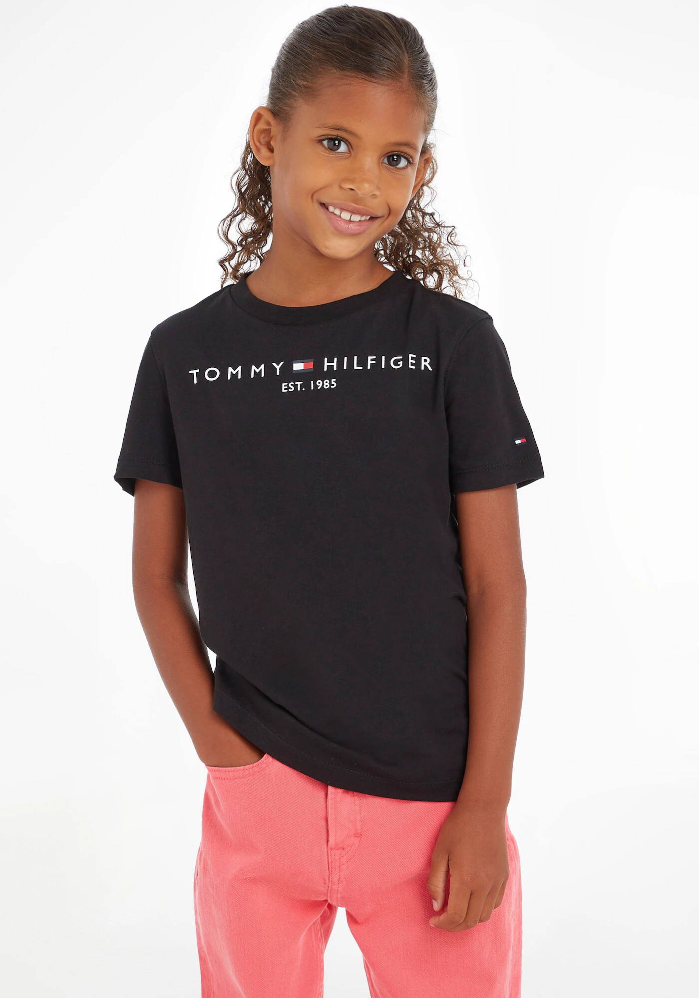 TOMMY HILFIGER Tricou negru / alb - Pled.ro