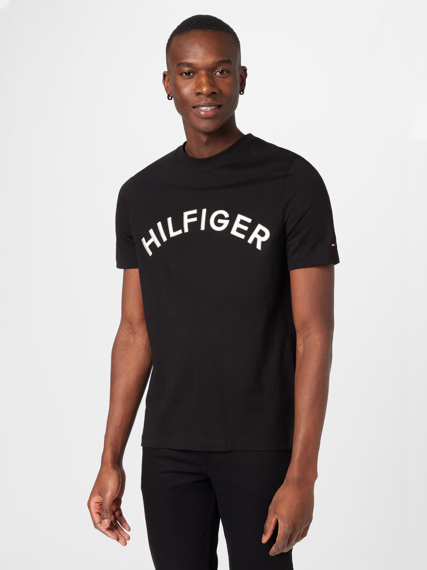 TOMMY HILFIGER Tricou negru / alb - Pled.ro