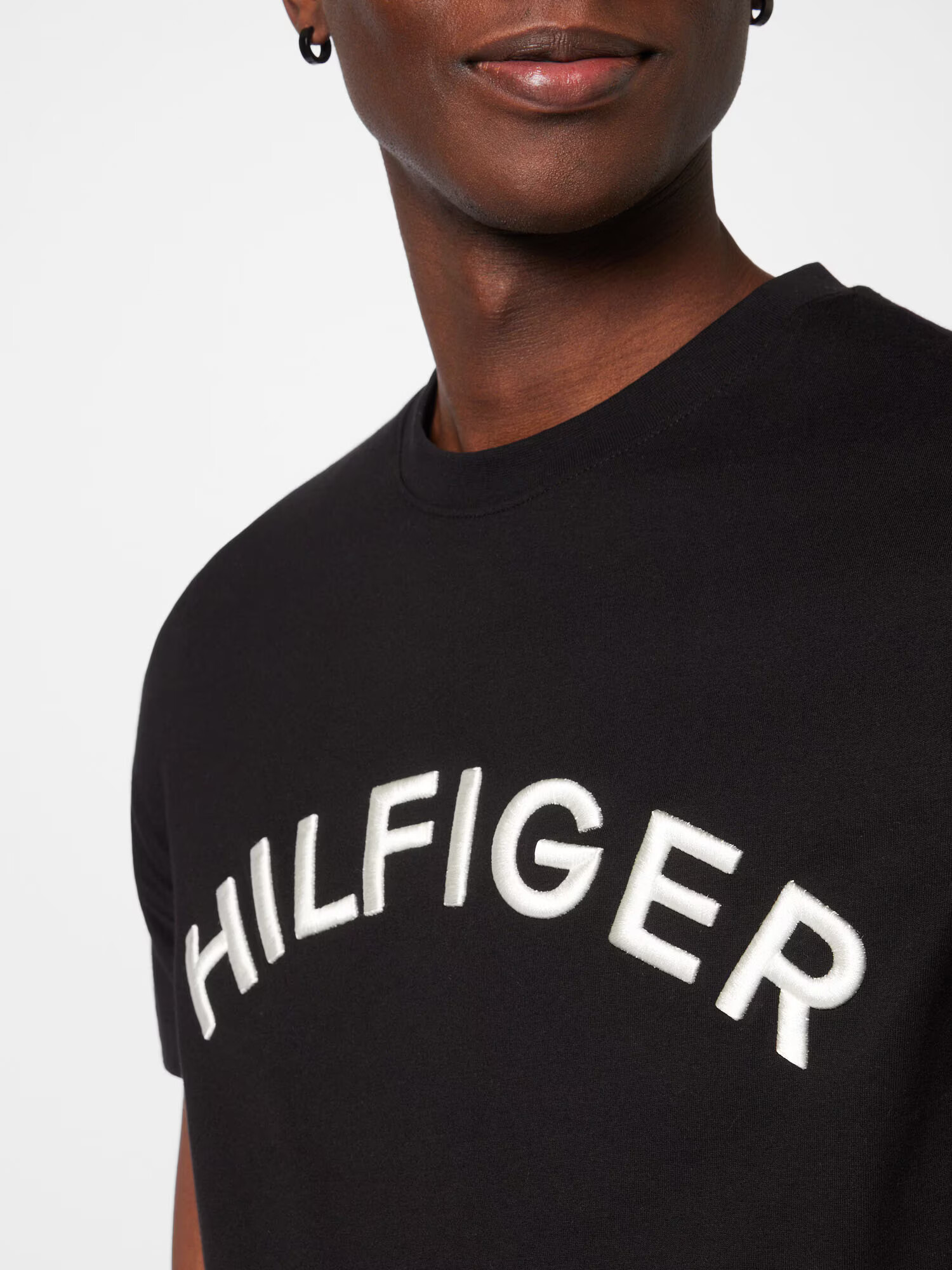 TOMMY HILFIGER Tricou negru / alb - Pled.ro