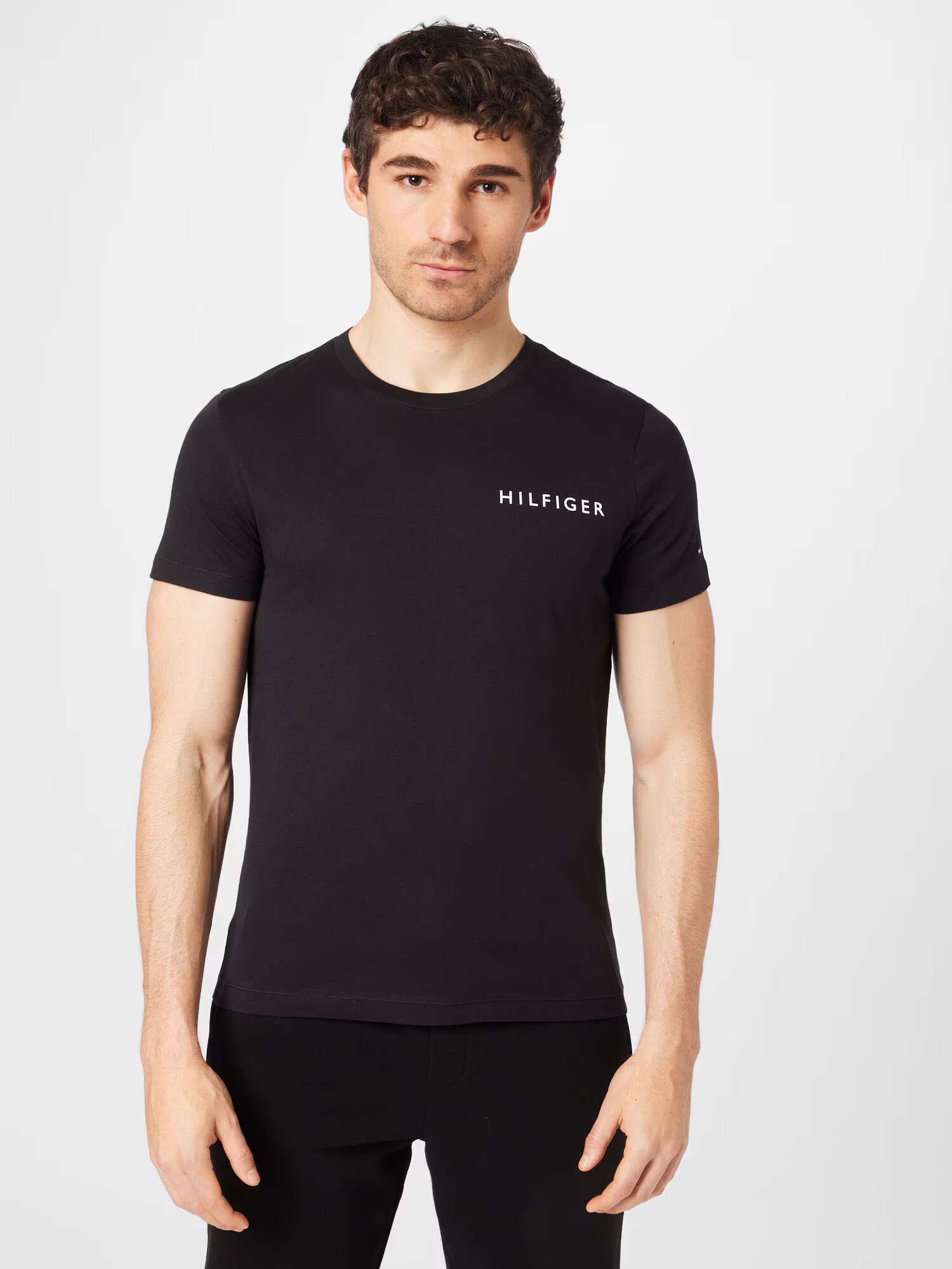 TOMMY HILFIGER Tricou negru / alb - Pled.ro