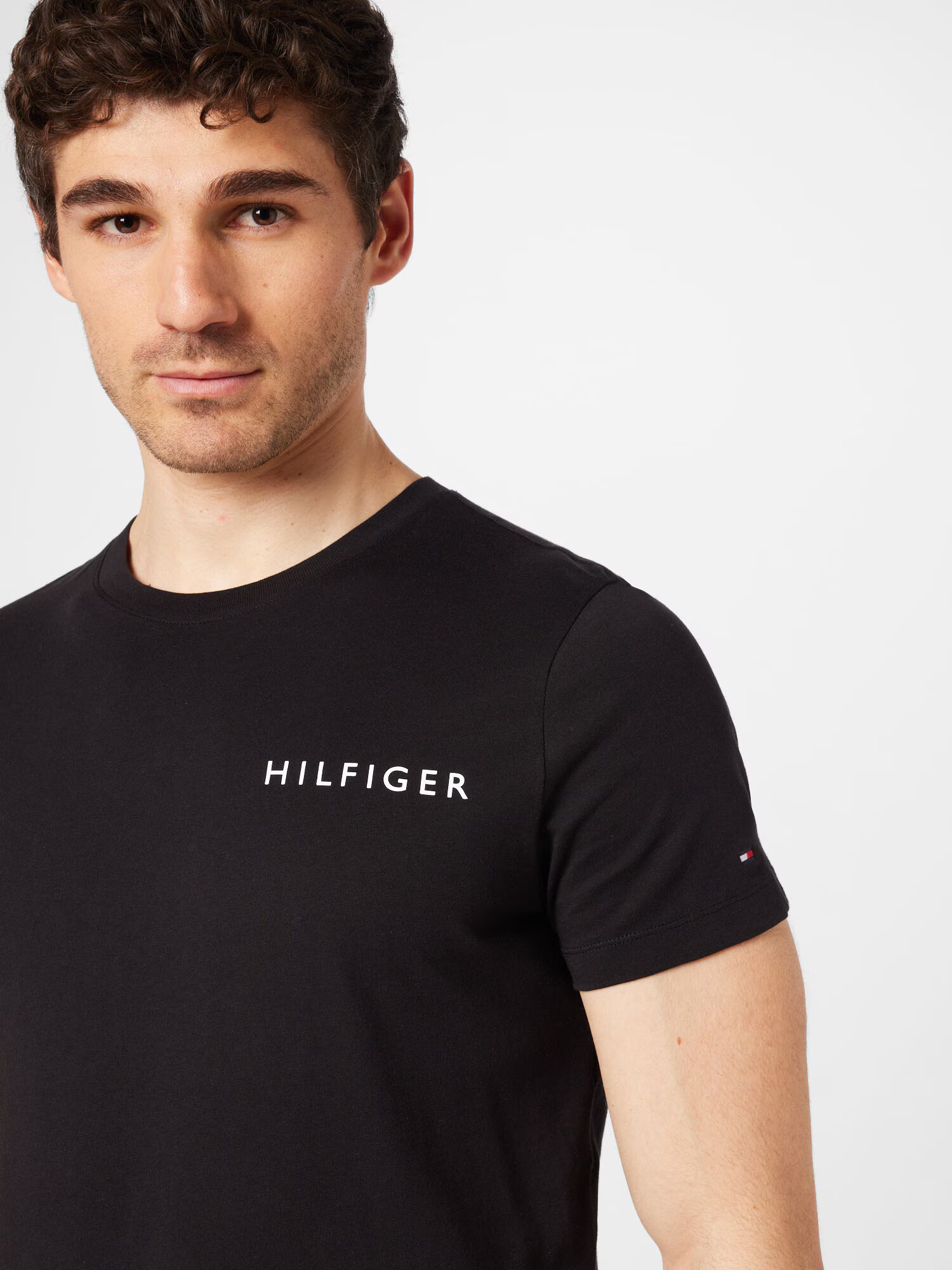 TOMMY HILFIGER Tricou negru / alb - Pled.ro