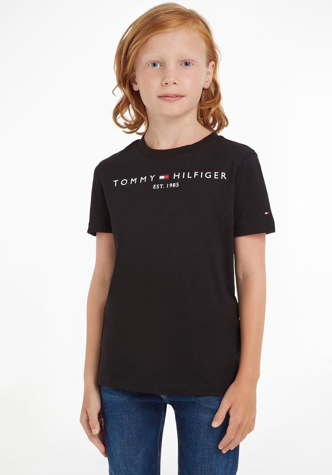 TOMMY HILFIGER Tricou negru / alb - Pled.ro