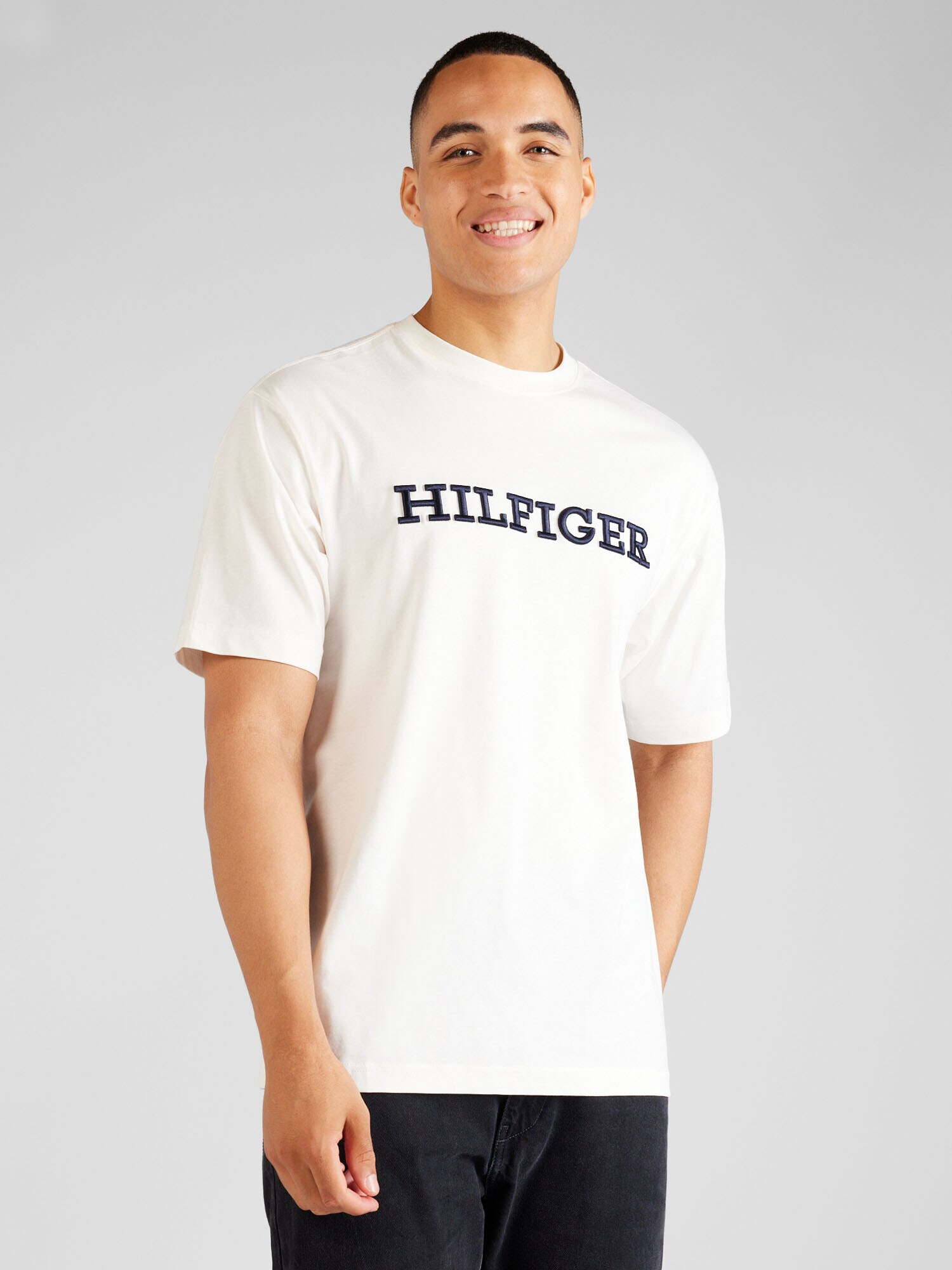 TOMMY HILFIGER Tricou negru / alb - Pled.ro