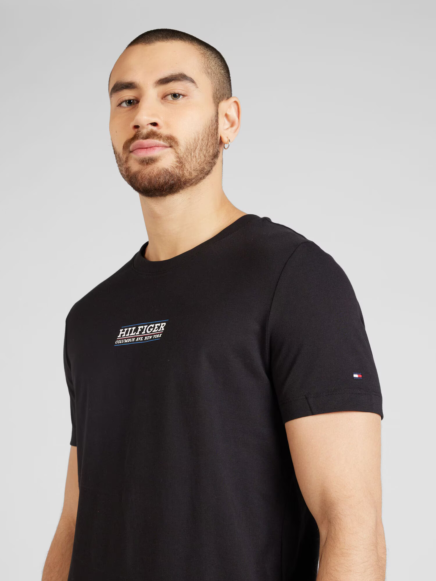 TOMMY HILFIGER Tricou negru / alb - Pled.ro