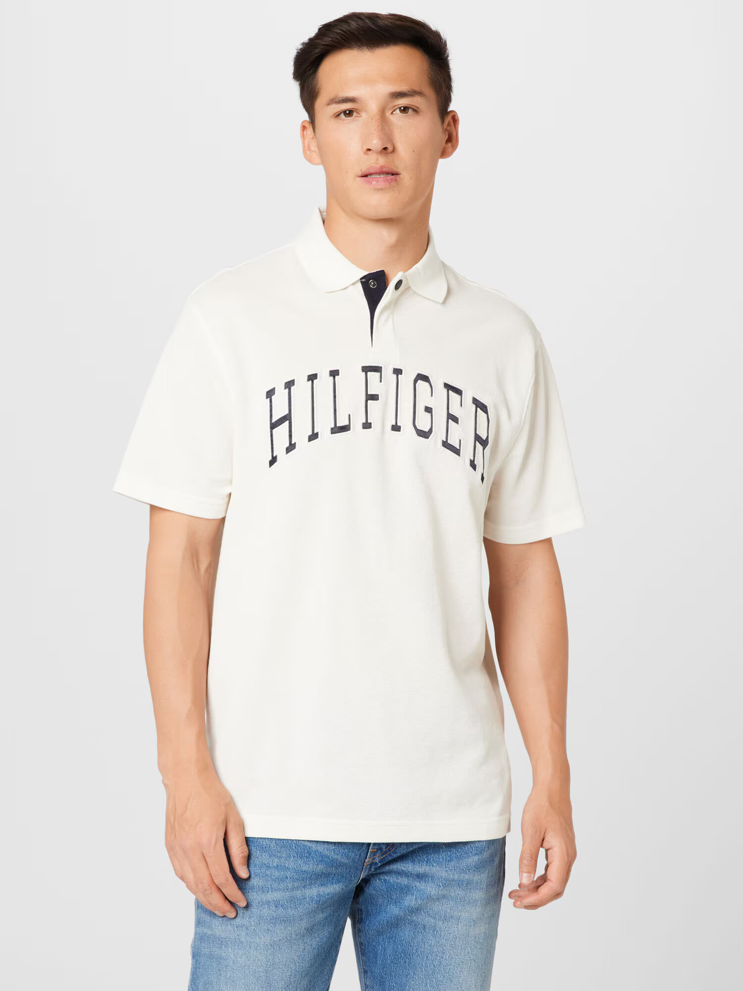 TOMMY HILFIGER Tricou negru / alb - Pled.ro