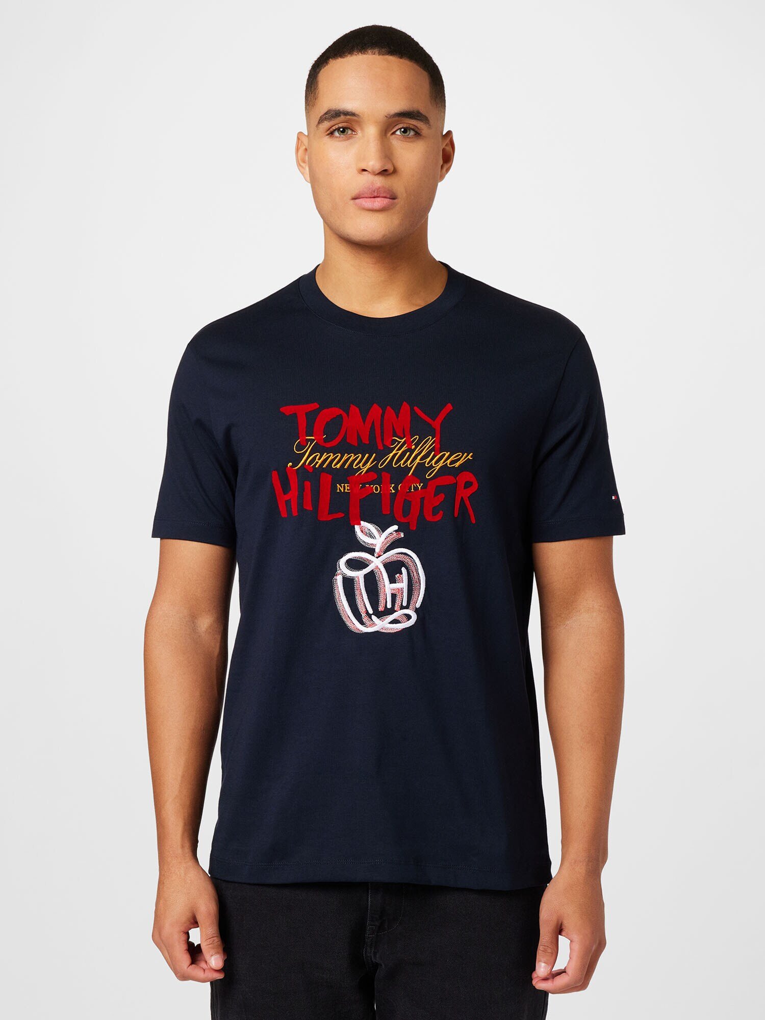 TOMMY HILFIGER Tricou 'POP' albastru noapte / portocaliu / roşu închis / alb murdar - Pled.ro