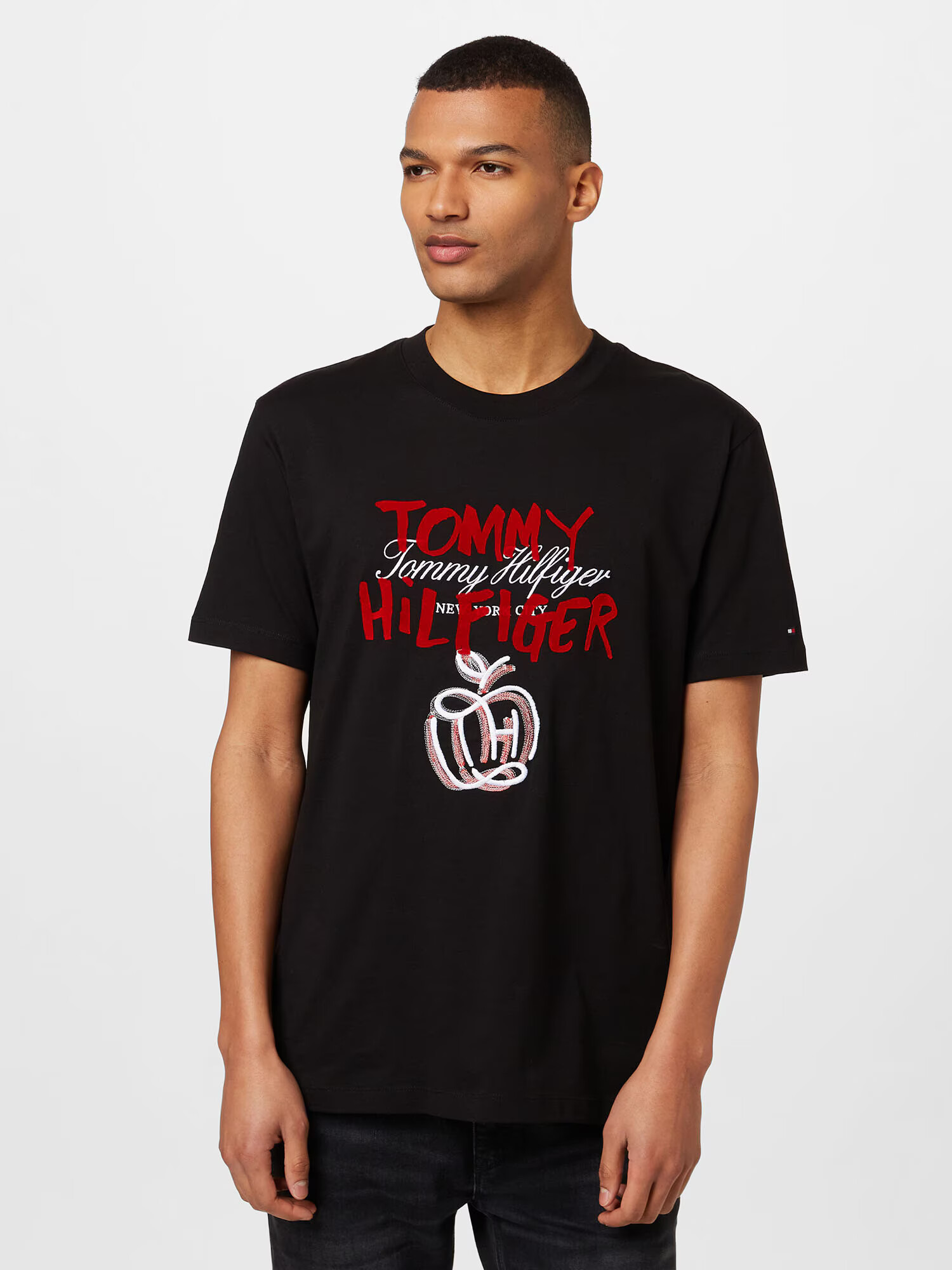 TOMMY HILFIGER Tricou 'POP' portocaliu piersică / roșu / negru / alb - Pled.ro