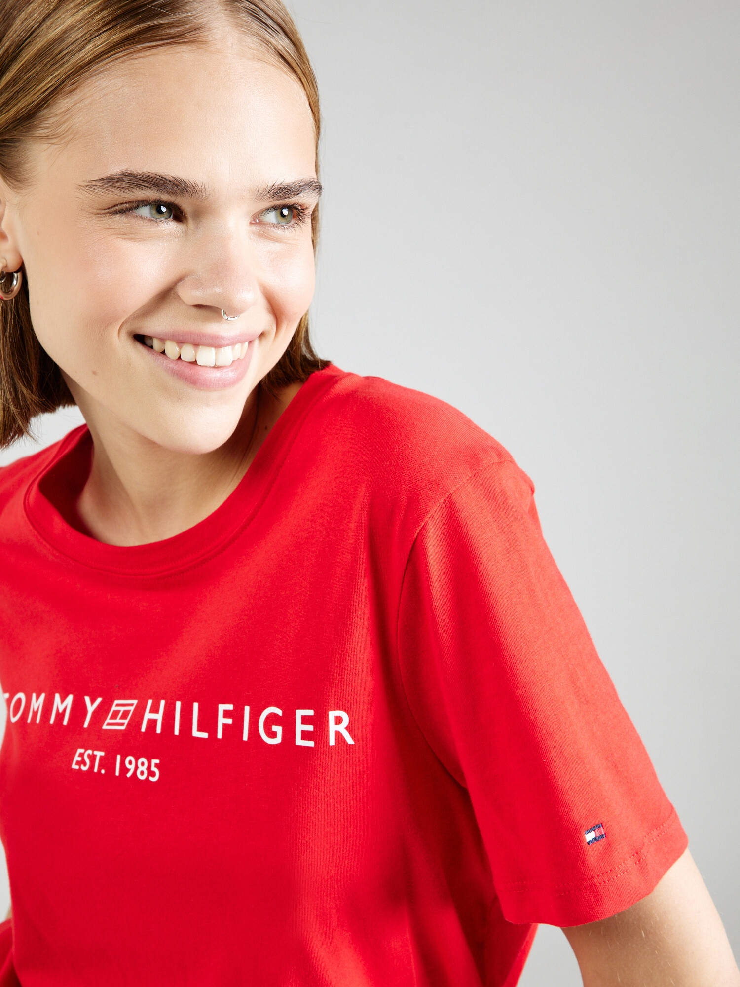 TOMMY HILFIGER Tricou roșu / alb - Pled.ro