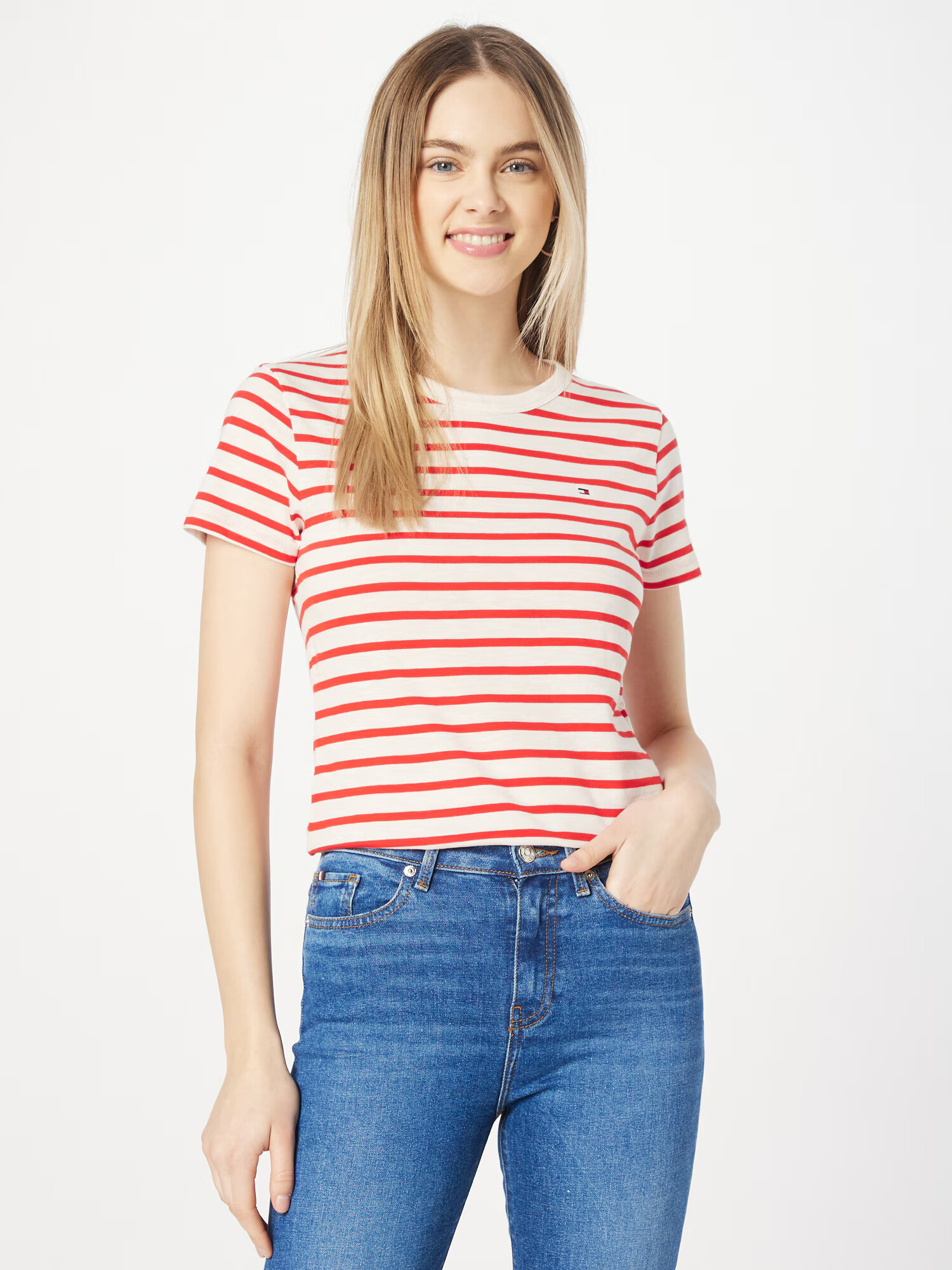 TOMMY HILFIGER Tricou roșu / alb - Pled.ro