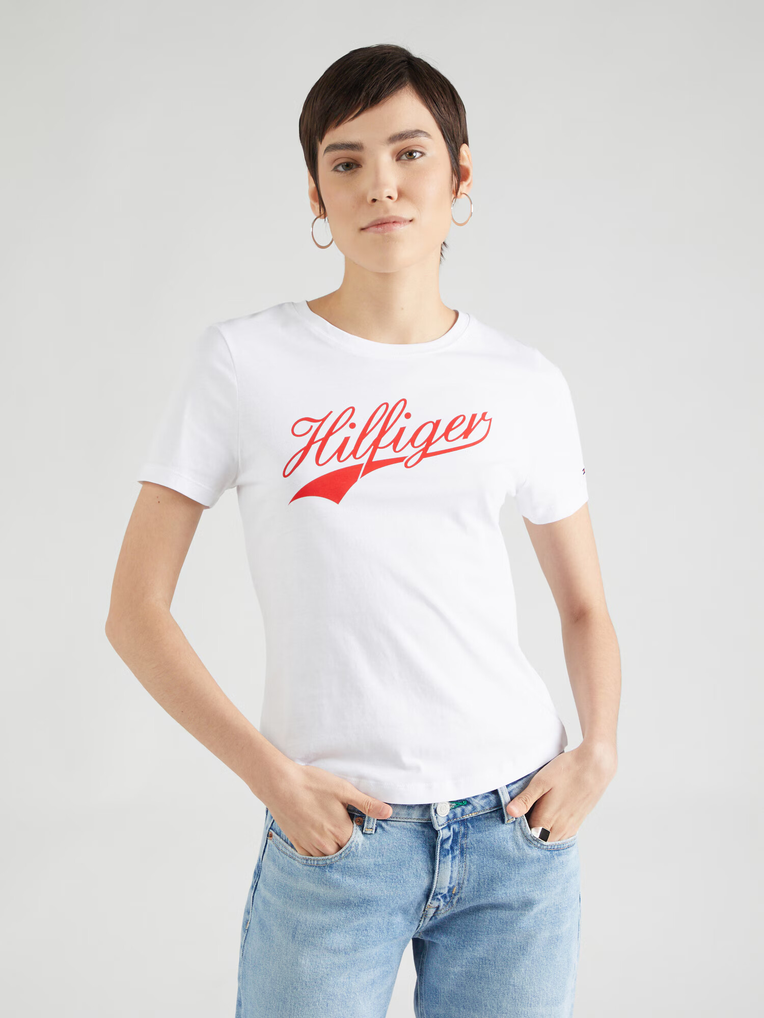 TOMMY HILFIGER Tricou roșu / alb - Pled.ro