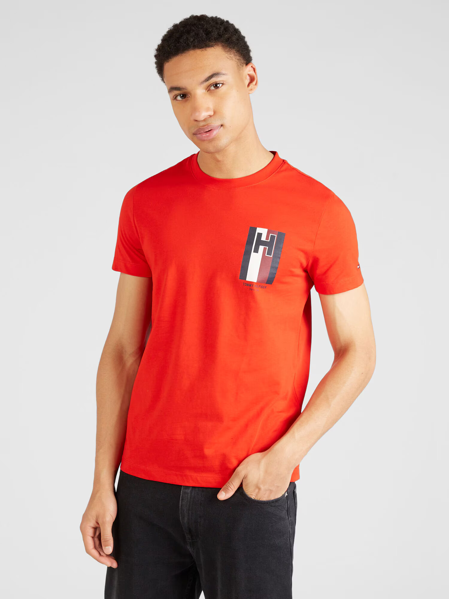 TOMMY HILFIGER Tricou roșu bordeaux / roșu orange / negru / alb - Pled.ro