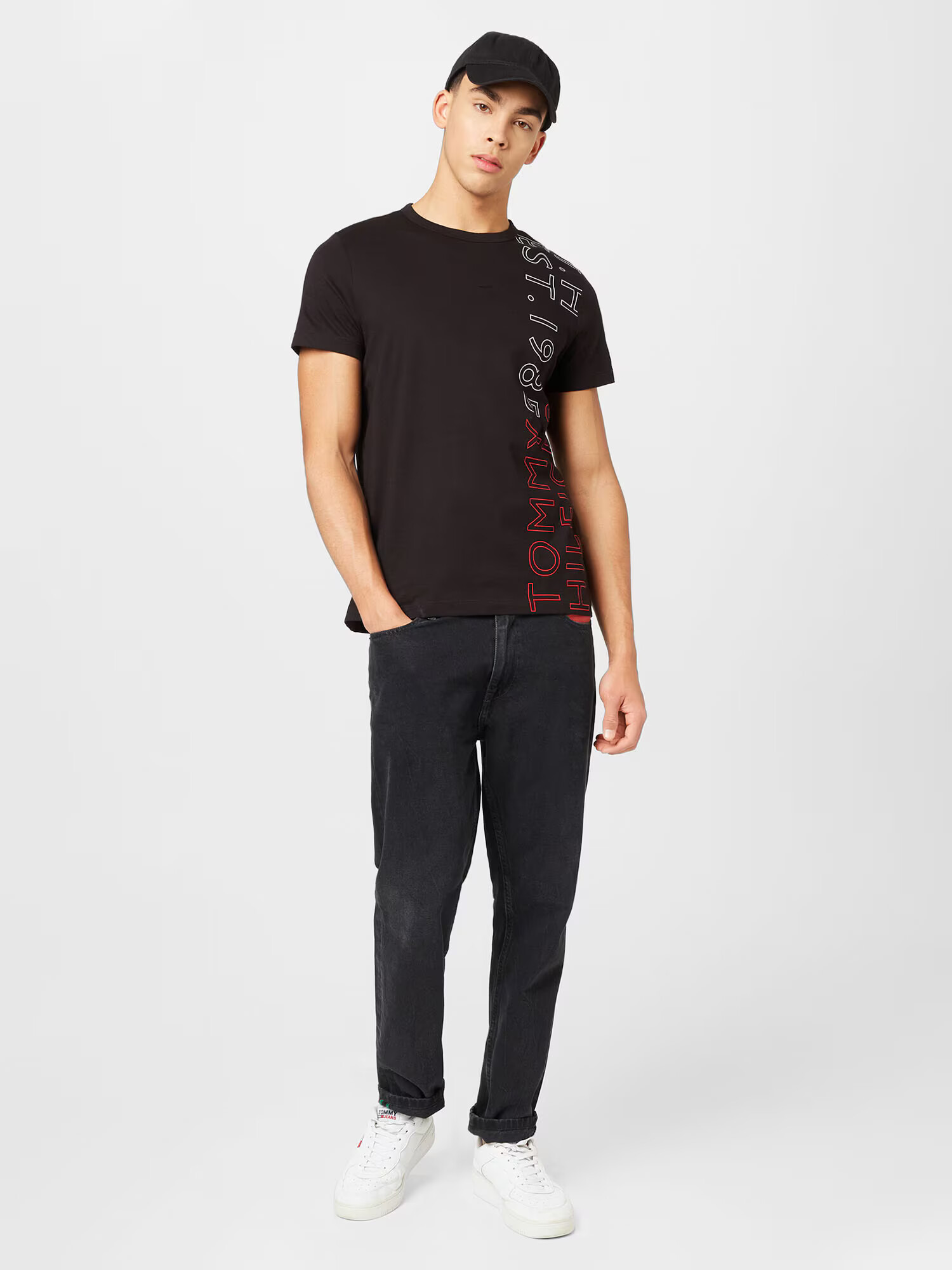 TOMMY HILFIGER Tricou roșu / negru / alb - Pled.ro