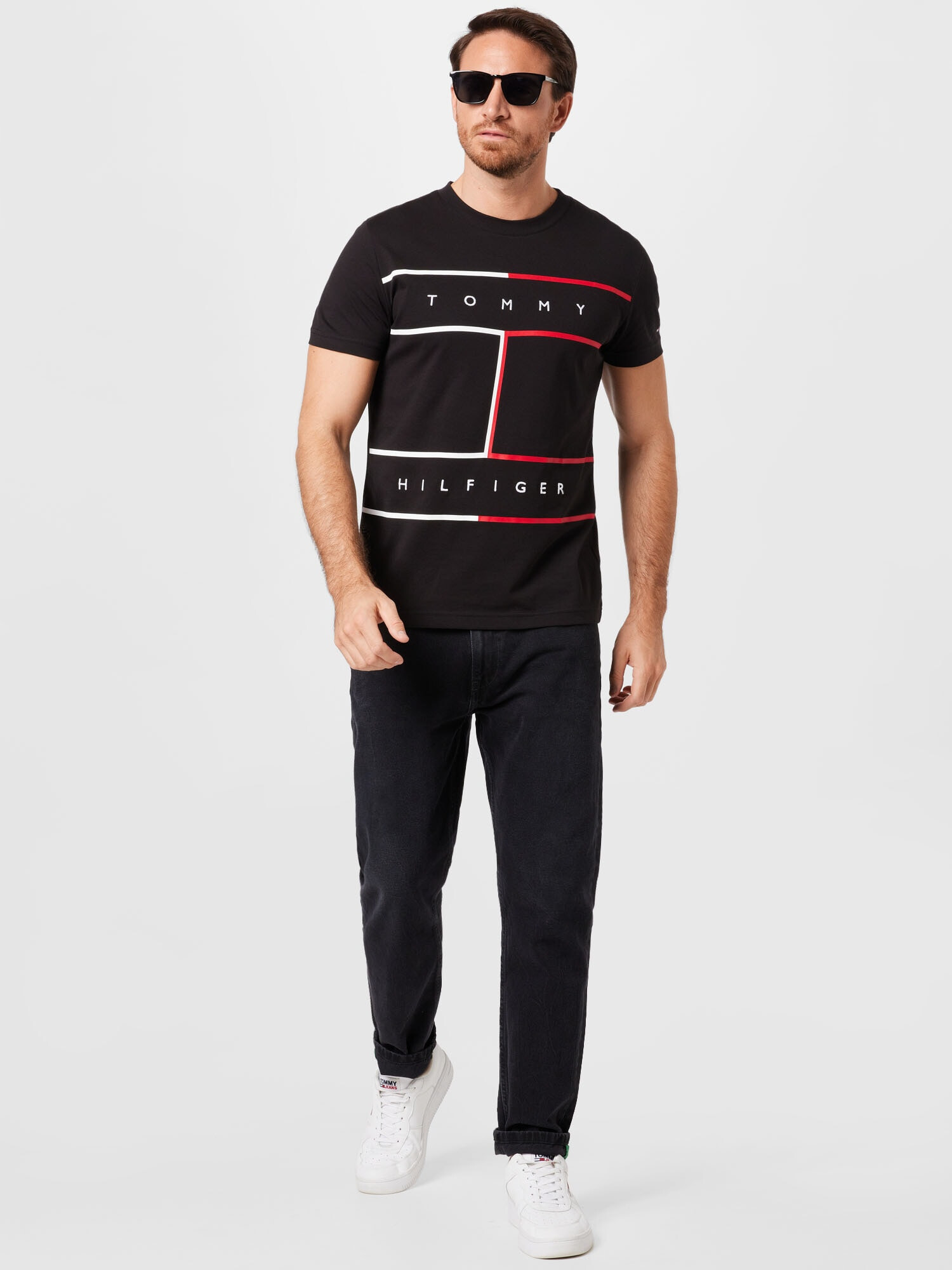 TOMMY HILFIGER Tricou roșu / negru / alb - Pled.ro