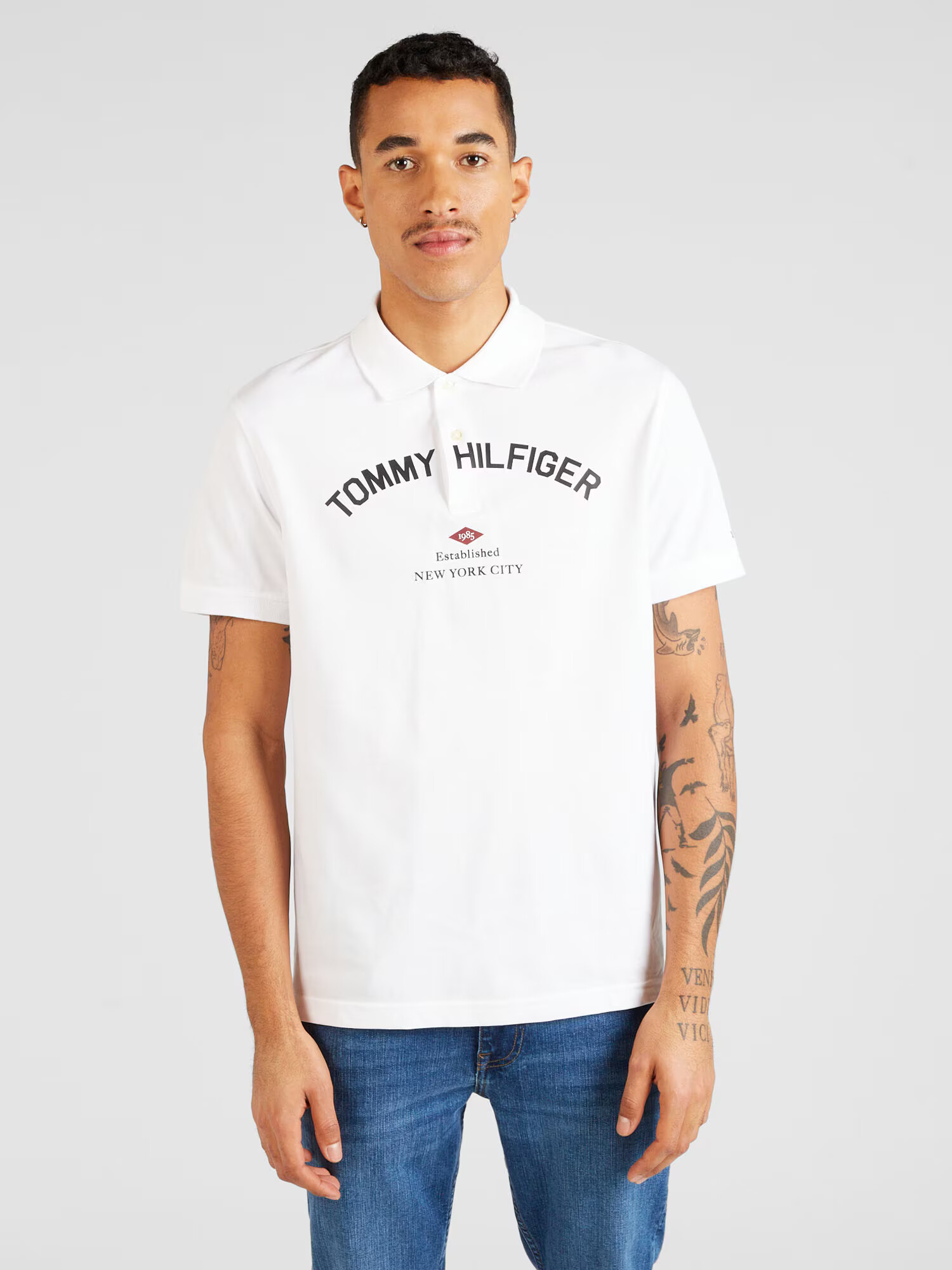 TOMMY HILFIGER Tricou roșu / negru / alb murdar - Pled.ro