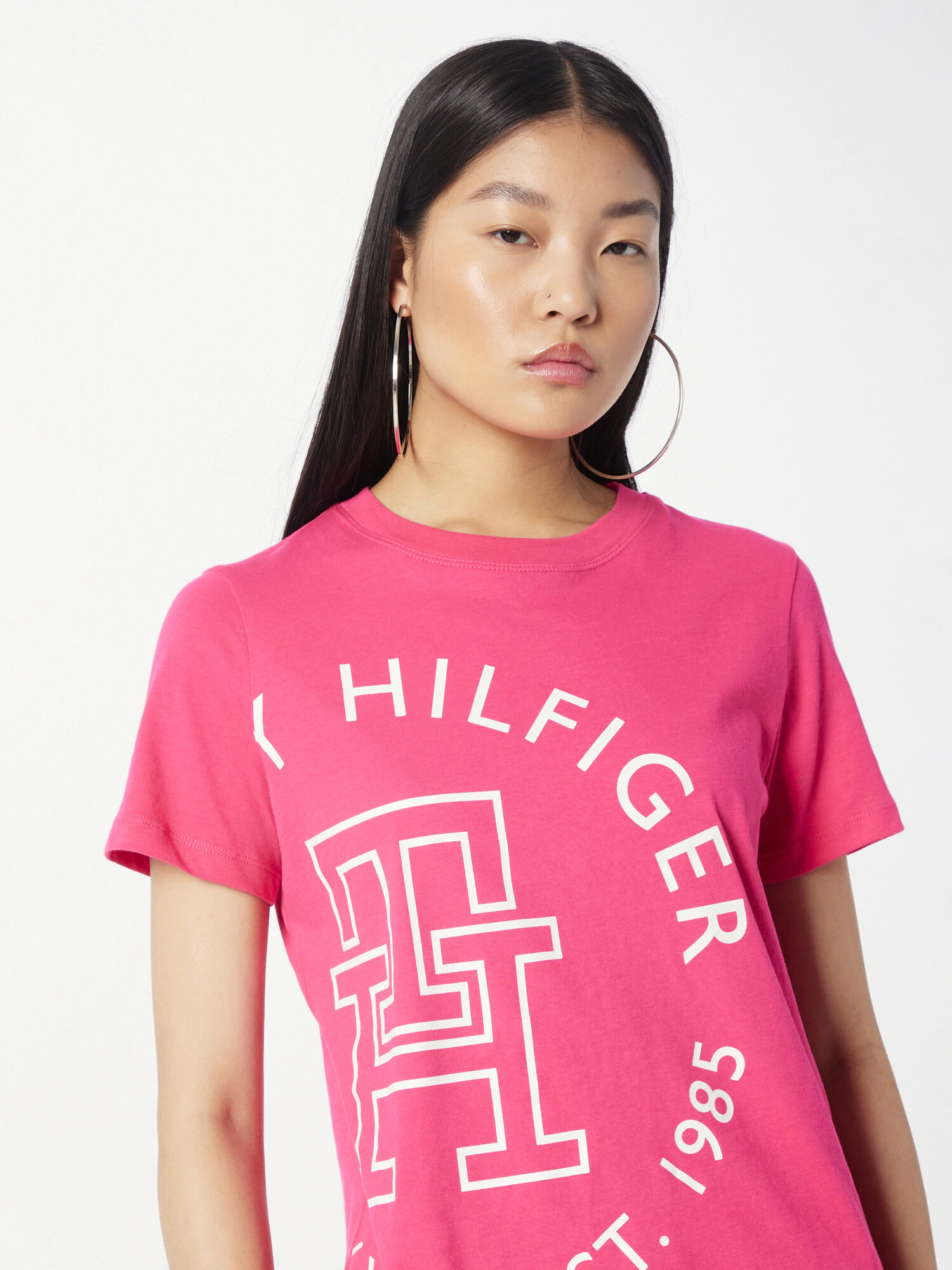 TOMMY HILFIGER Tricou roz / alb - Pled.ro