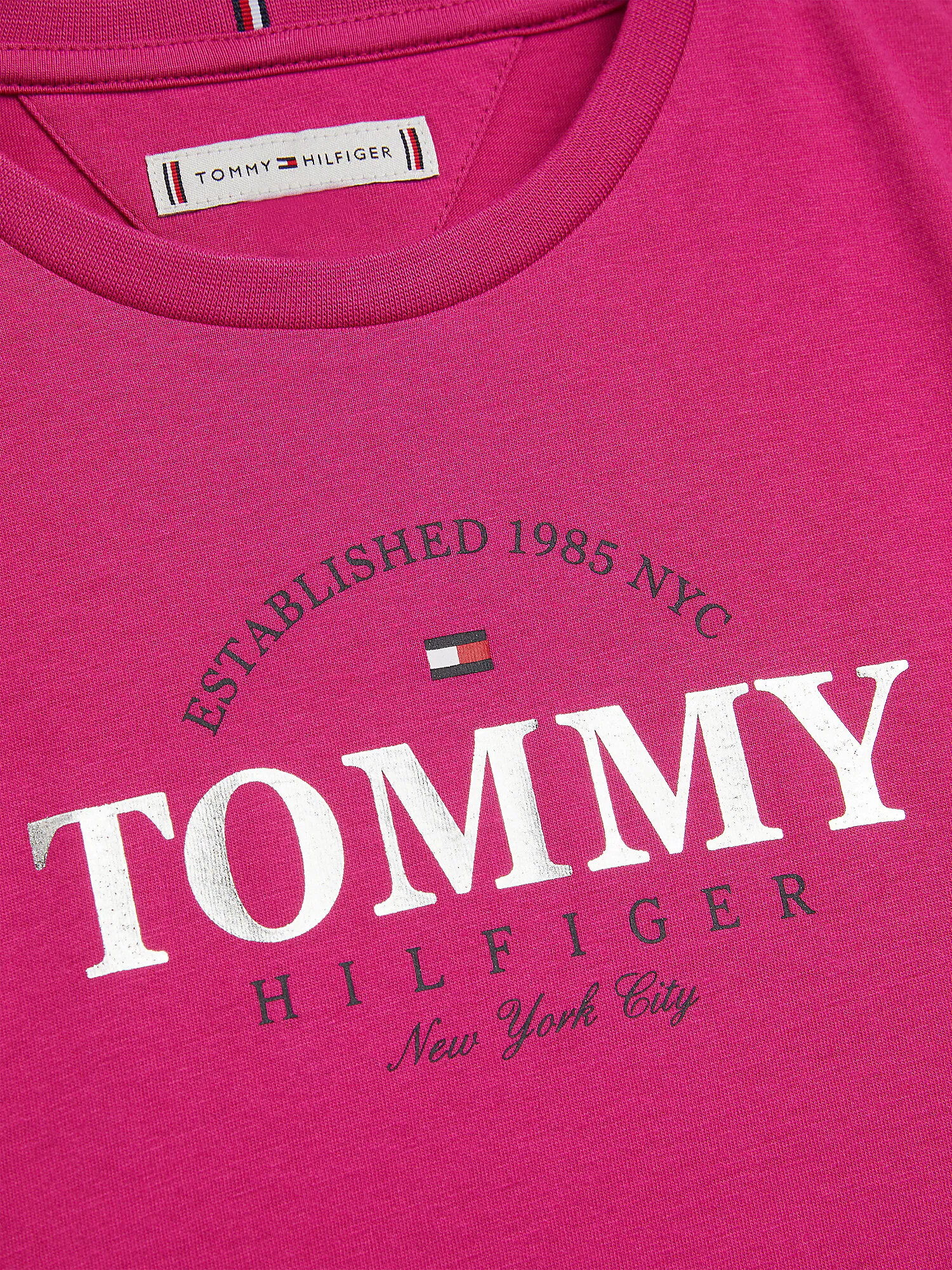 TOMMY HILFIGER Tricou roz / negru / argintiu - Pled.ro