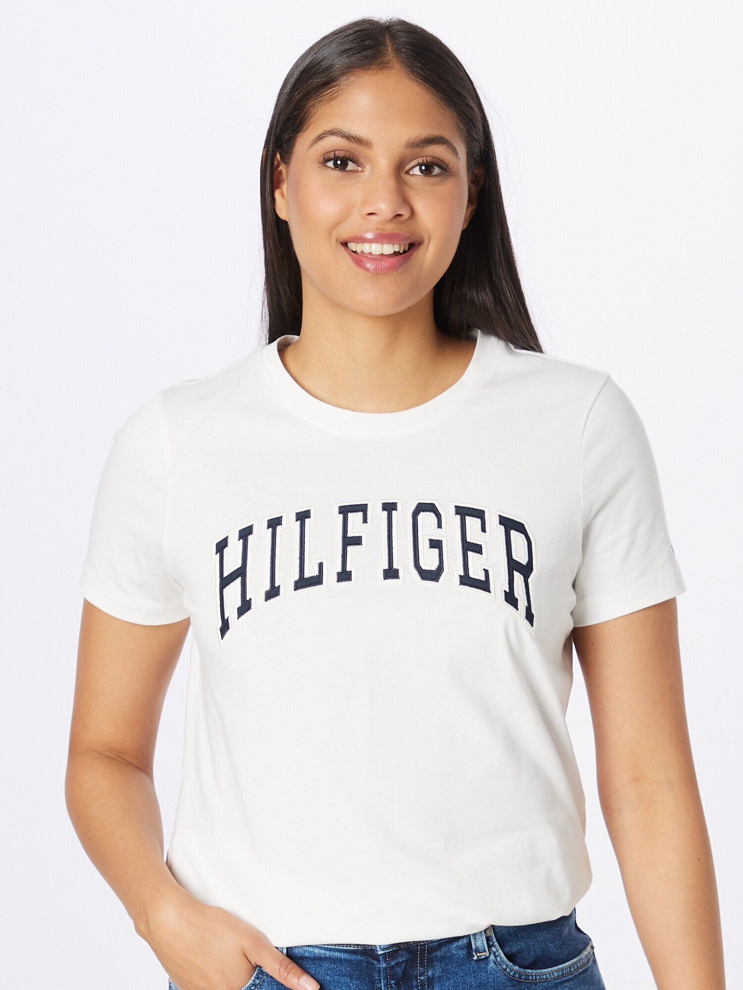 TOMMY HILFIGER Tricou 'VARISTY' crem / negru - Pled.ro