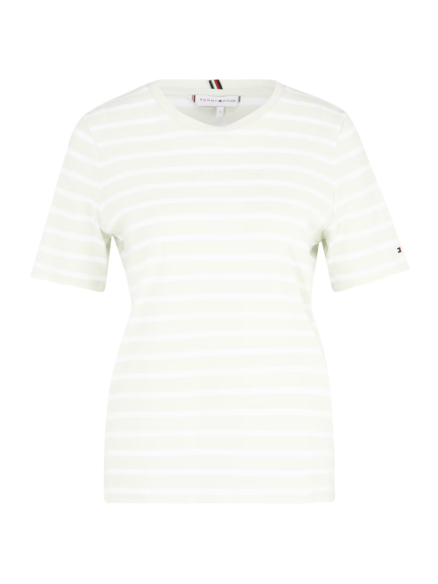 TOMMY HILFIGER Tricou verde pastel / alb - Pled.ro