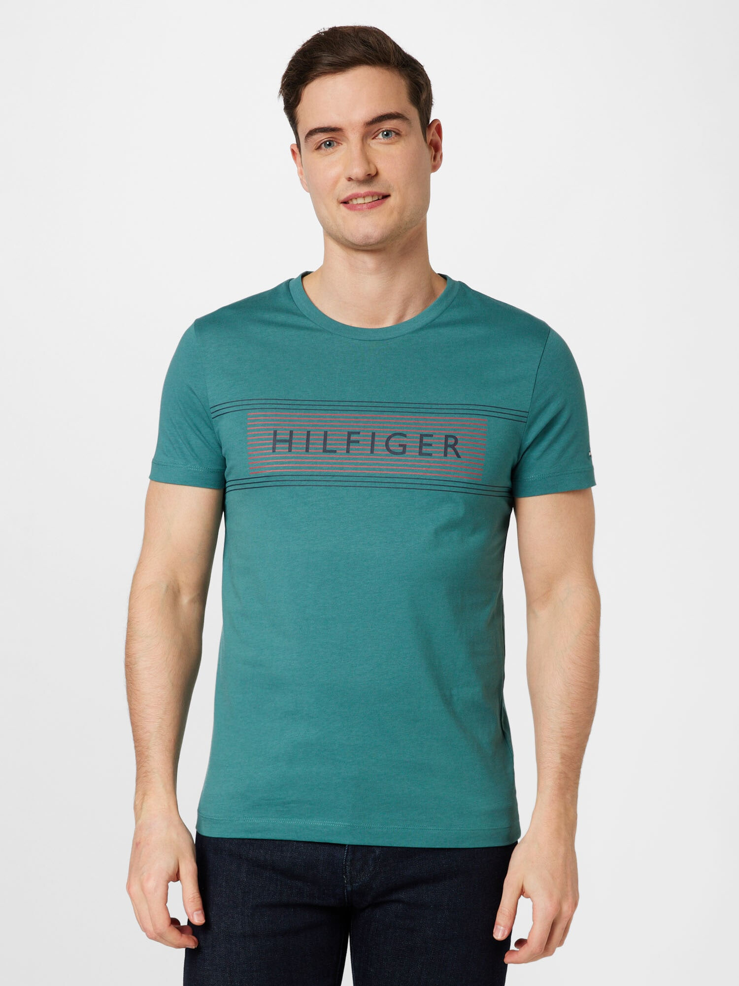 TOMMY HILFIGER Tricou verde smarald / roșu / negru - Pled.ro