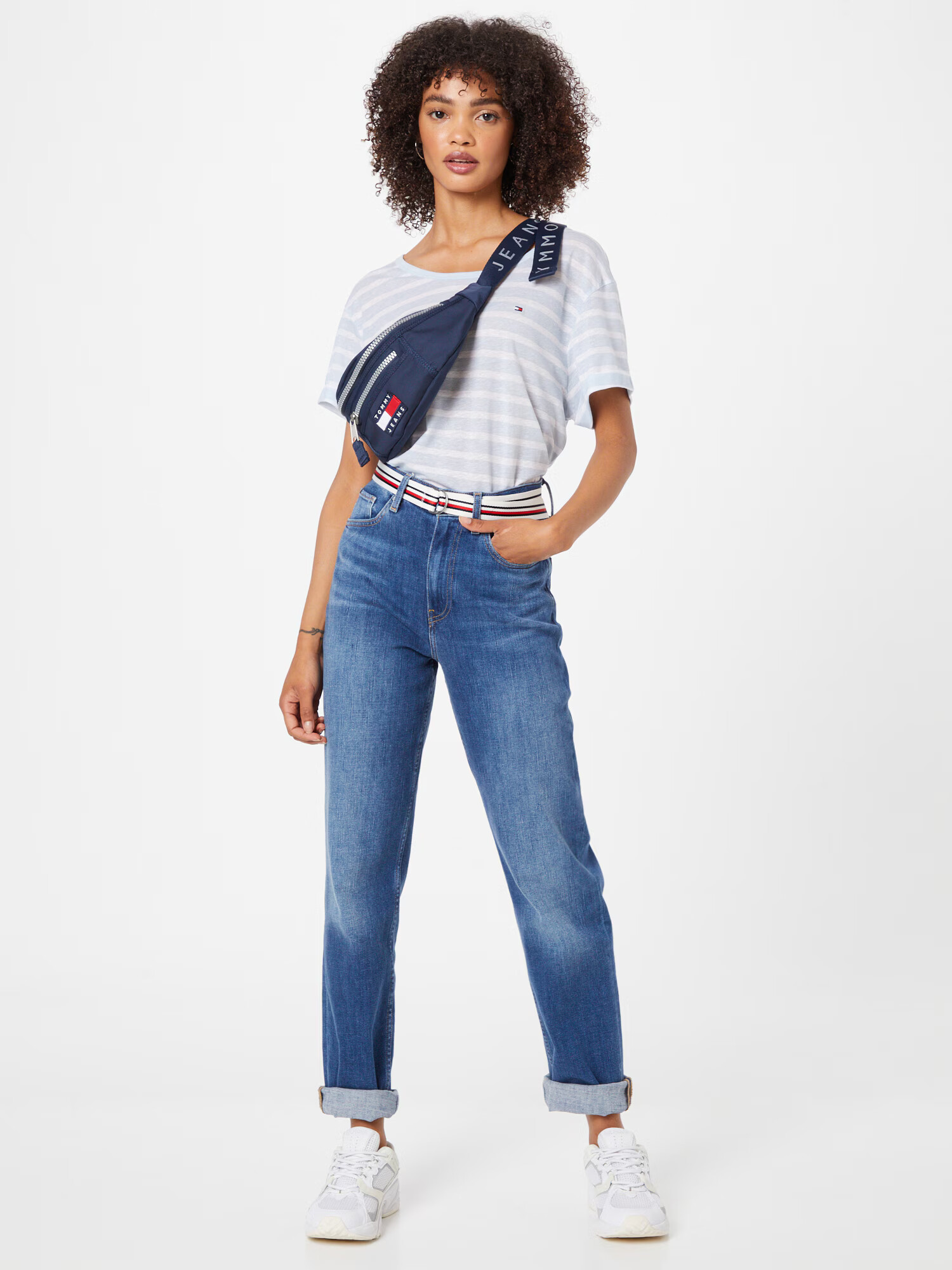 TOMMY HILFIGER Tricou 'Vikki' bleumarin / albastru deschis / roși aprins / alb - Pled.ro