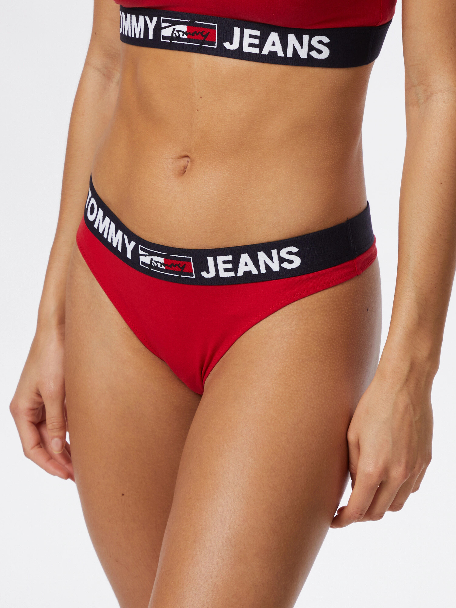 Tommy Hilfiger Underwear Tanga albastru închis / roșu carmin / alb - Pled.ro