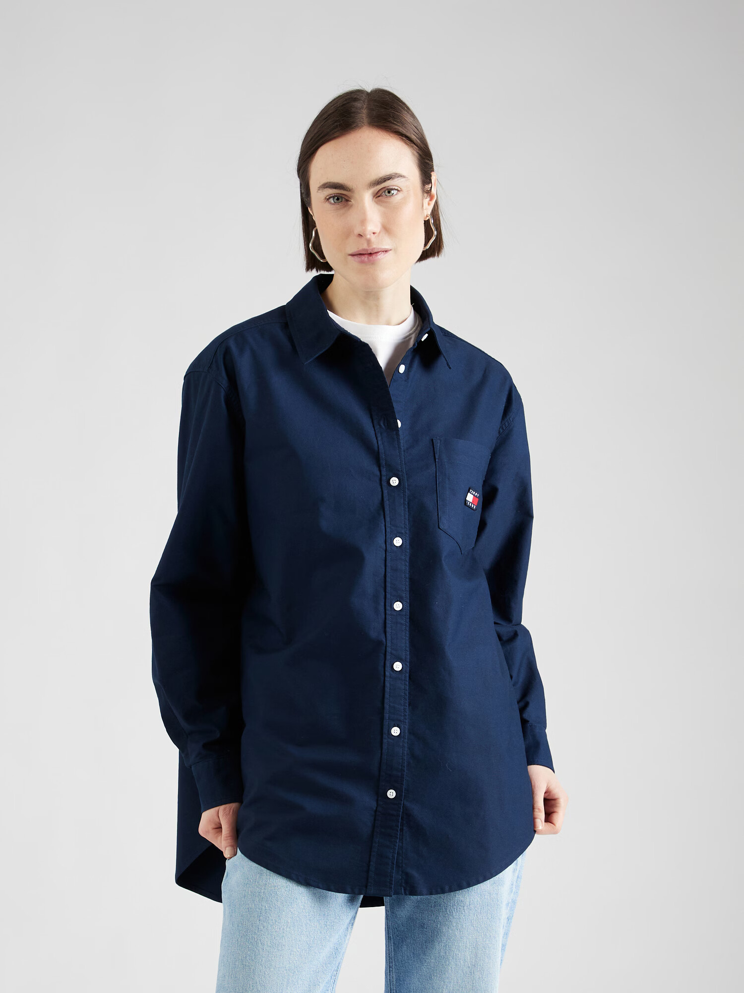 Tommy Jeans Bluză bleumarin / roși aprins / alb - Pled.ro