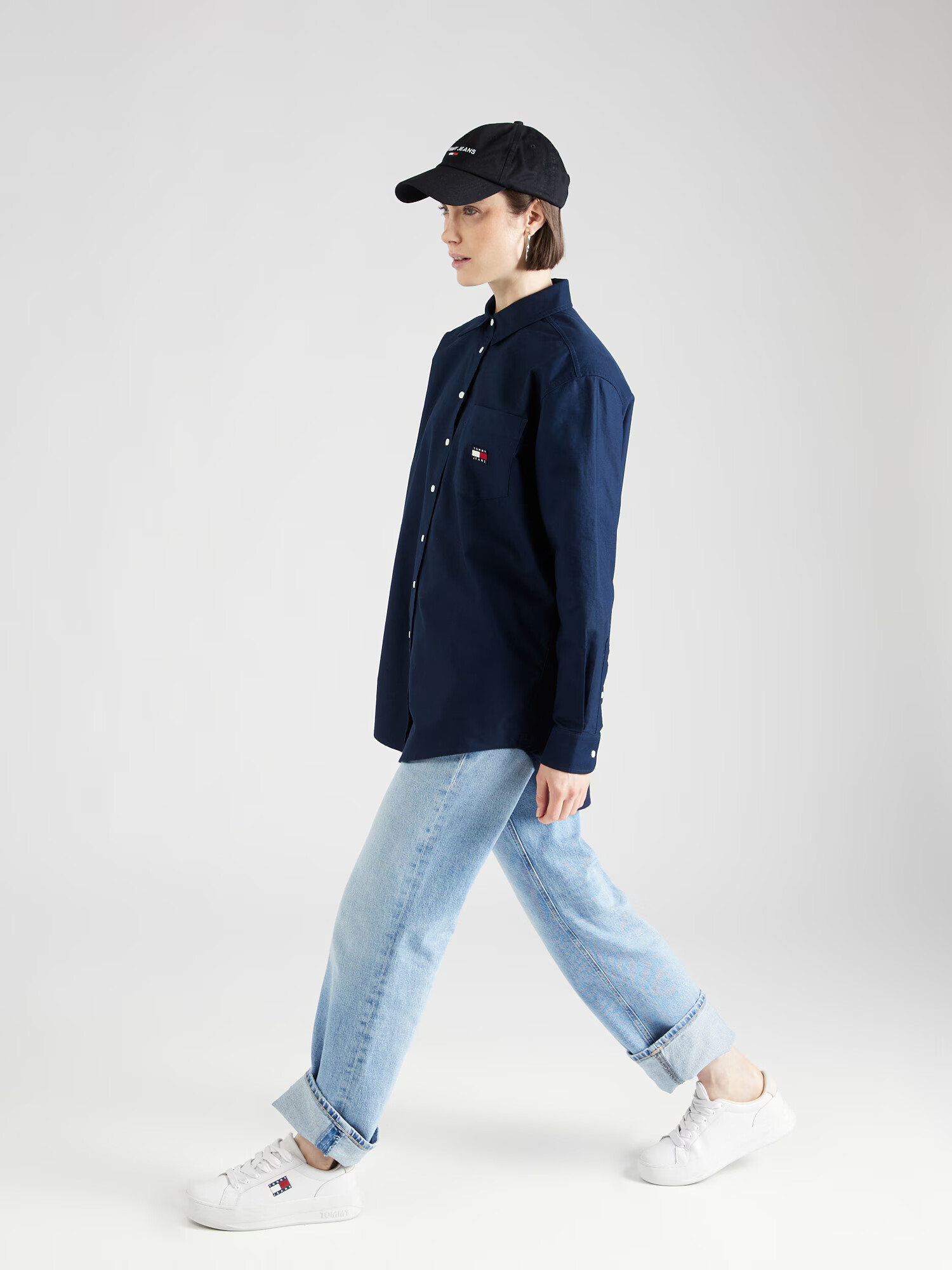 Tommy Jeans Bluză bleumarin / roși aprins / alb - Pled.ro