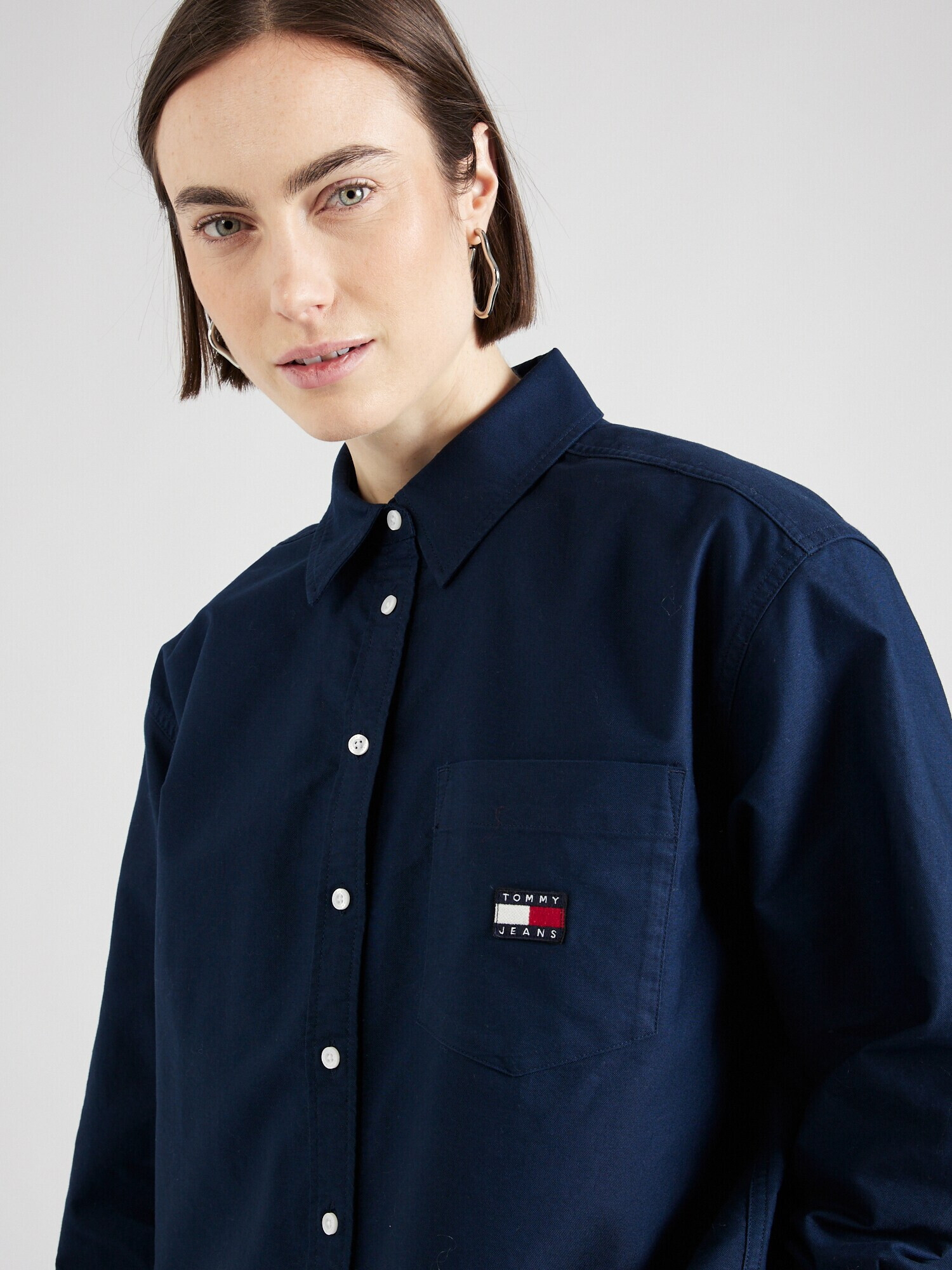 Tommy Jeans Bluză bleumarin / roși aprins / alb - Pled.ro