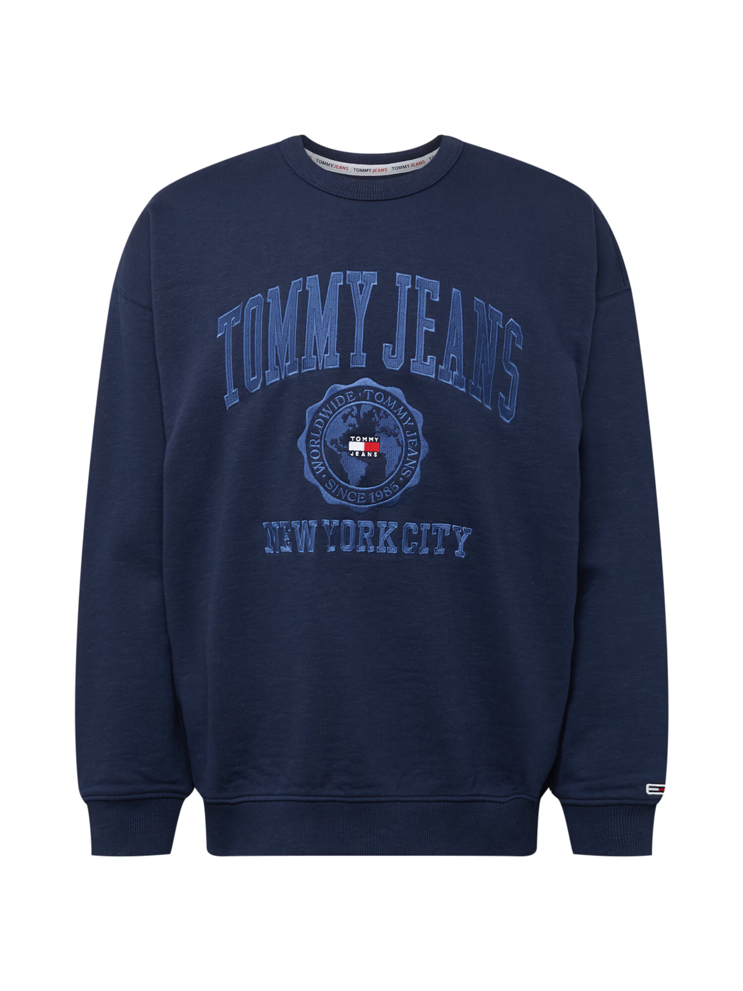 Tommy Jeans Bluză de molton 'Reverse Slub' albastru / bleumarin / roșu intens / alb - Pled.ro