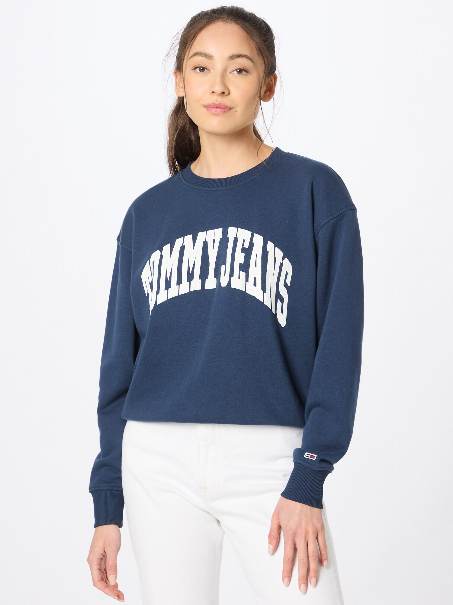 Tommy Jeans Bluză de molton 'College' albastru marin / alb - Pled.ro