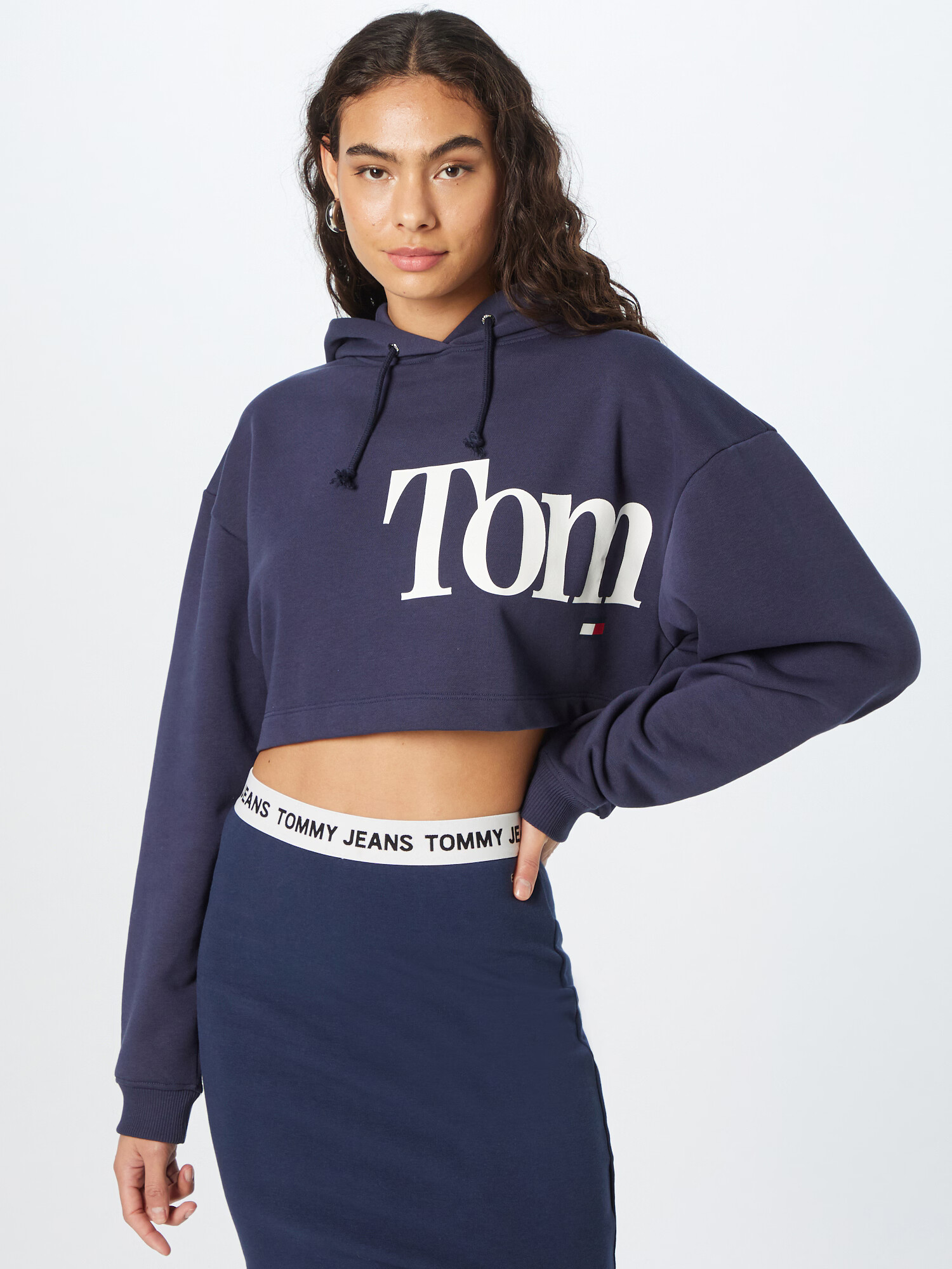 Tommy Jeans Bluză de molton albastru marin / alb - Pled.ro