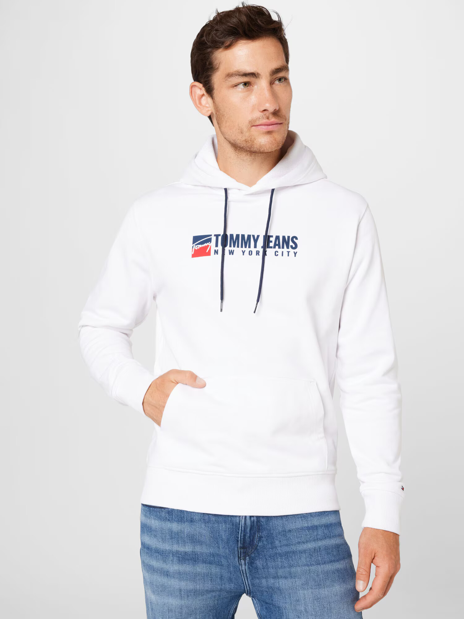 Tommy Jeans Bluză de molton albastru marin / roșu / alb - Pled.ro